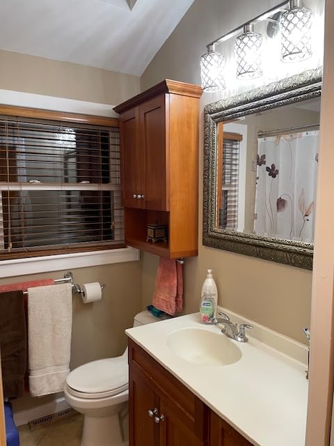 2 Light Bathroom Light Fixtures, Modern Farmhouse Vanity Light, Brushed Nickel Bathroom Lights Over Mirror, Crystal Vanity Lighting Fixtures for Bathroom, Powder Room customer photo 2