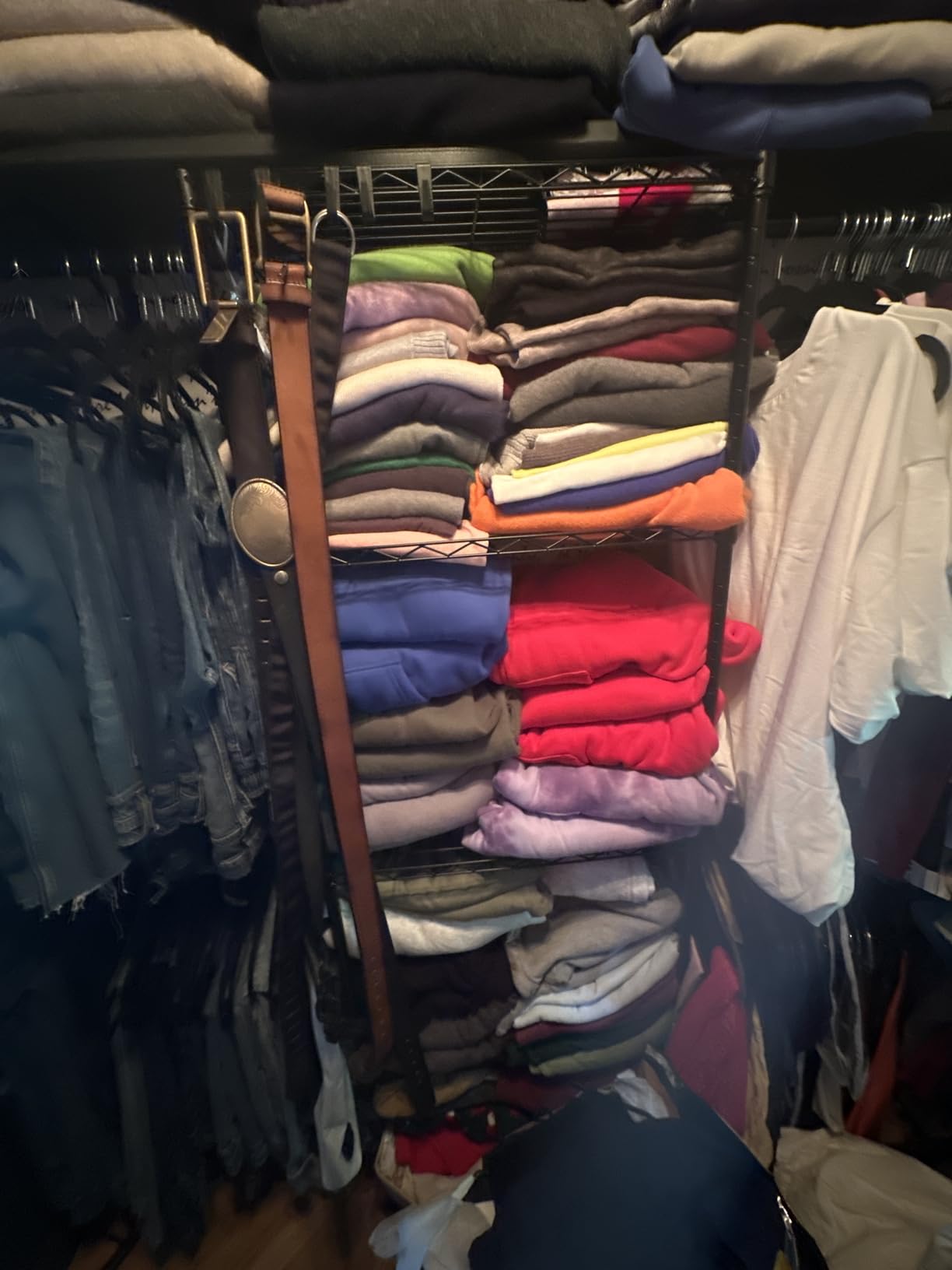 Ulif M2 Wall Mounted Closet System, Clothes Rack Mounted onto the Wall with 4 Expandable Hanger Rods and 5 Metal Shelves, Clothing Organizer Storage in (70.8-102.3)