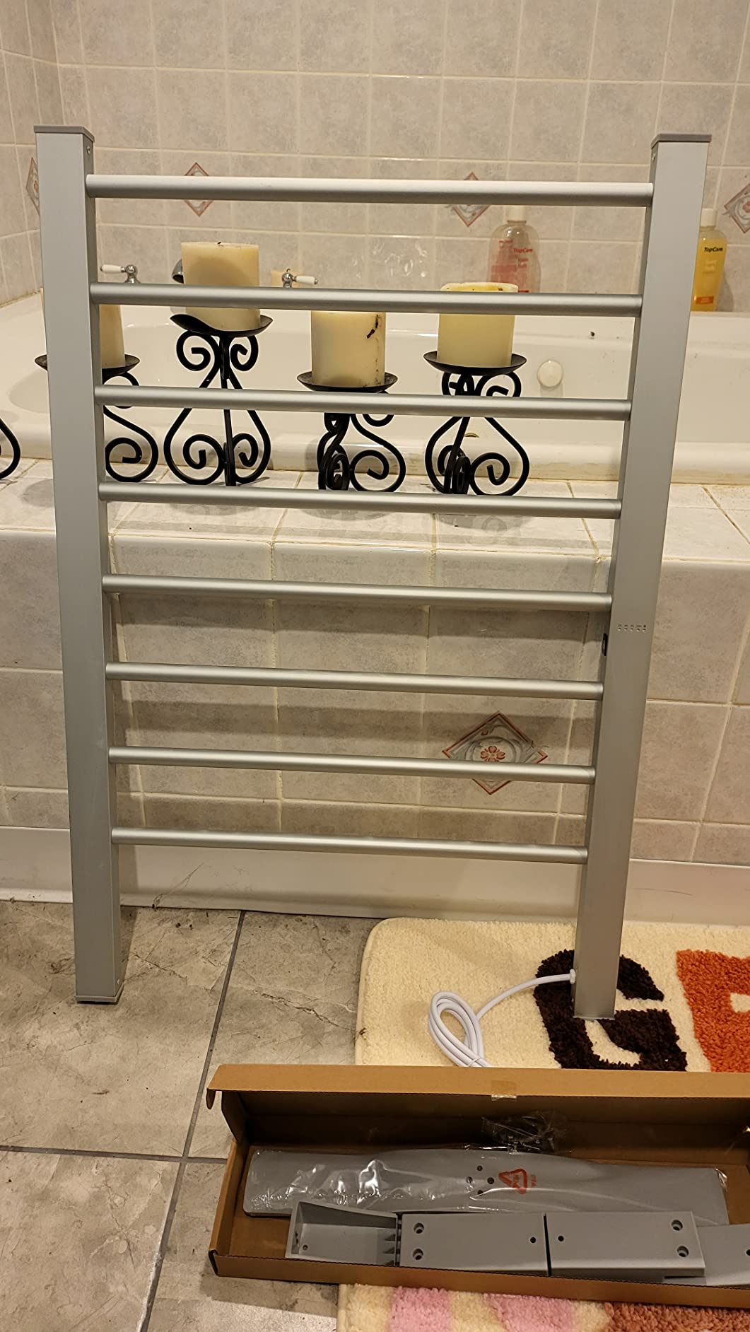 Towel Warmer with Timer,Towel Racks for Bathroom,8 Bar Heated Towel Rack for Clothes Drying,Portable Free Standing Heater,Auto Cut Off Home Electric Heat Dryer,Wall Mount Thermostat Shelf customer photo 2