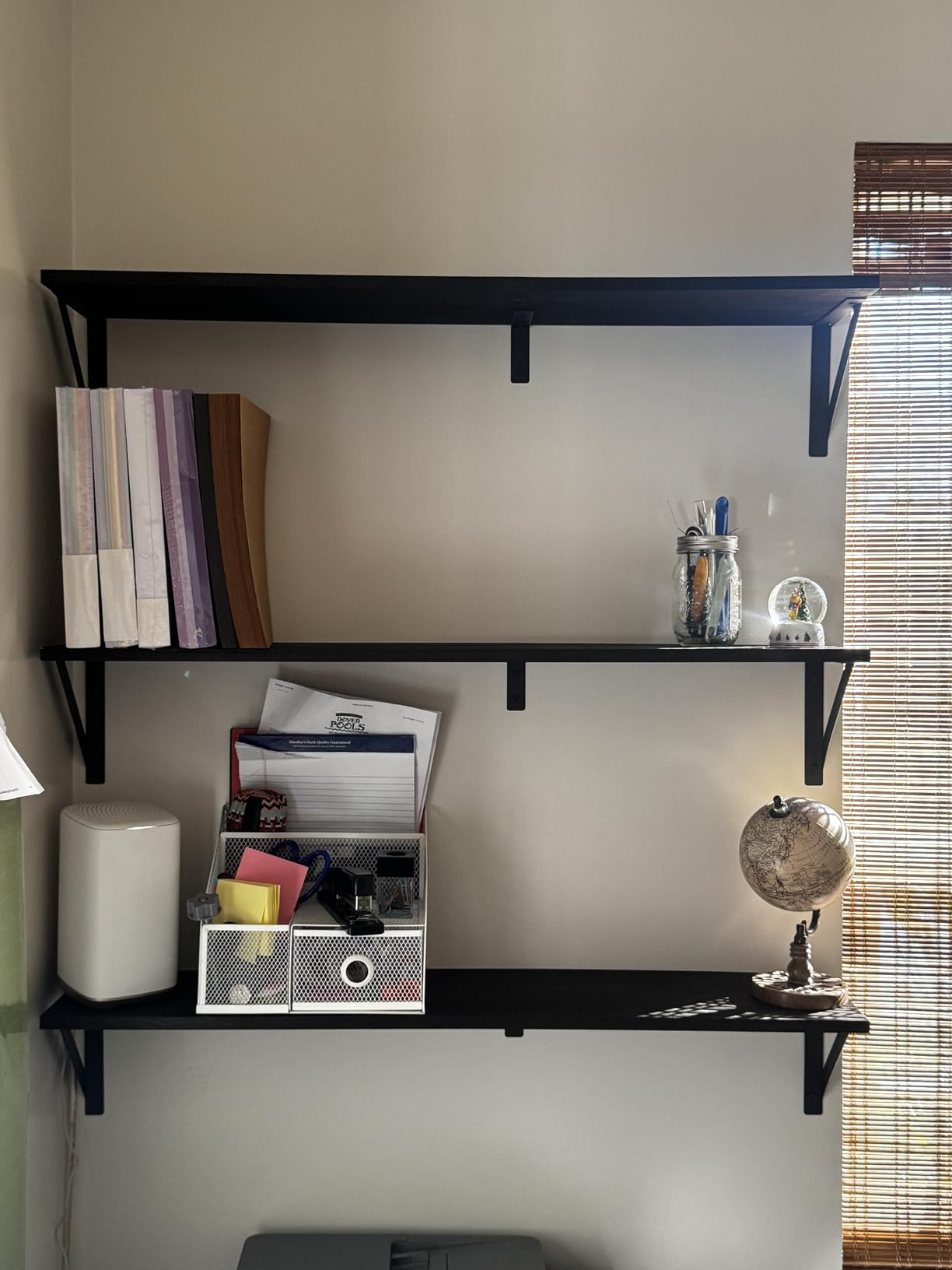 Forbena Floating Shelves 36 Inches Long 8 in Deep Set of 3, Large Wall Shelf for Bedroom Books, Heavy Duty Wide Wall Shelving for Living Room Office Kitchen Closet Organizers and Storage (Black) customer photo 1