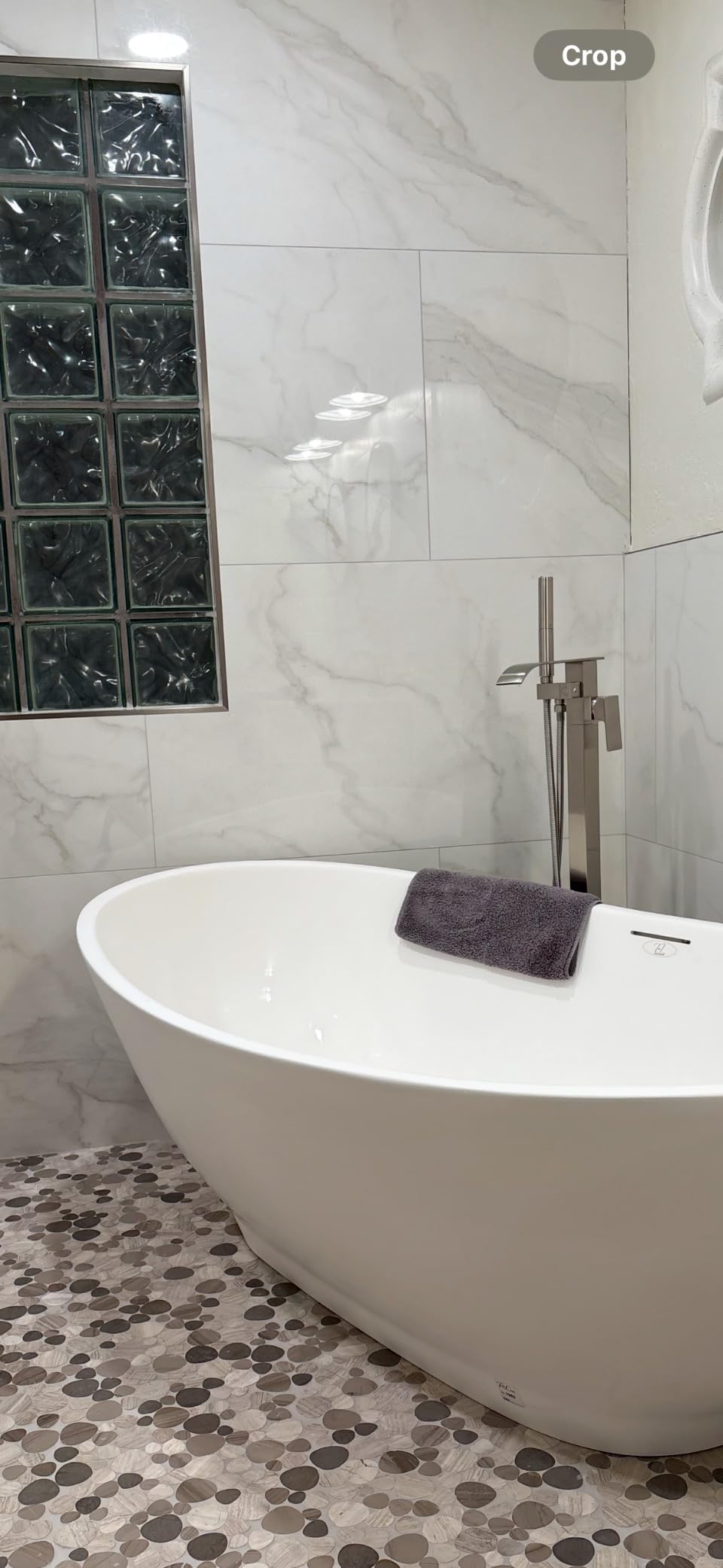 RUMOSE Tub Filler Freestanding Bathtub Faucet Matte Black Floor Mount Tub Faucet Waterfall Free Standing Bathtub Filler High Flow Brass Bath Shower Faucets with Handheld Sprayer customer photo 2