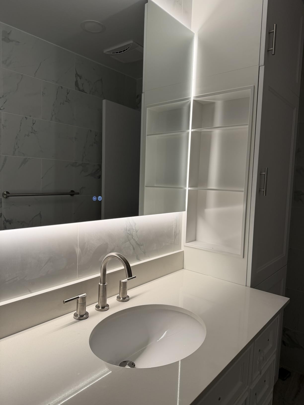 24 x 12 in Recessed Shower Niche with Double Shelves, Matte Black Stainless Steel Wall Insert, No Tile Needed, Leakproof Built-in Storage for Bathroom, Kitchen customer photo 1