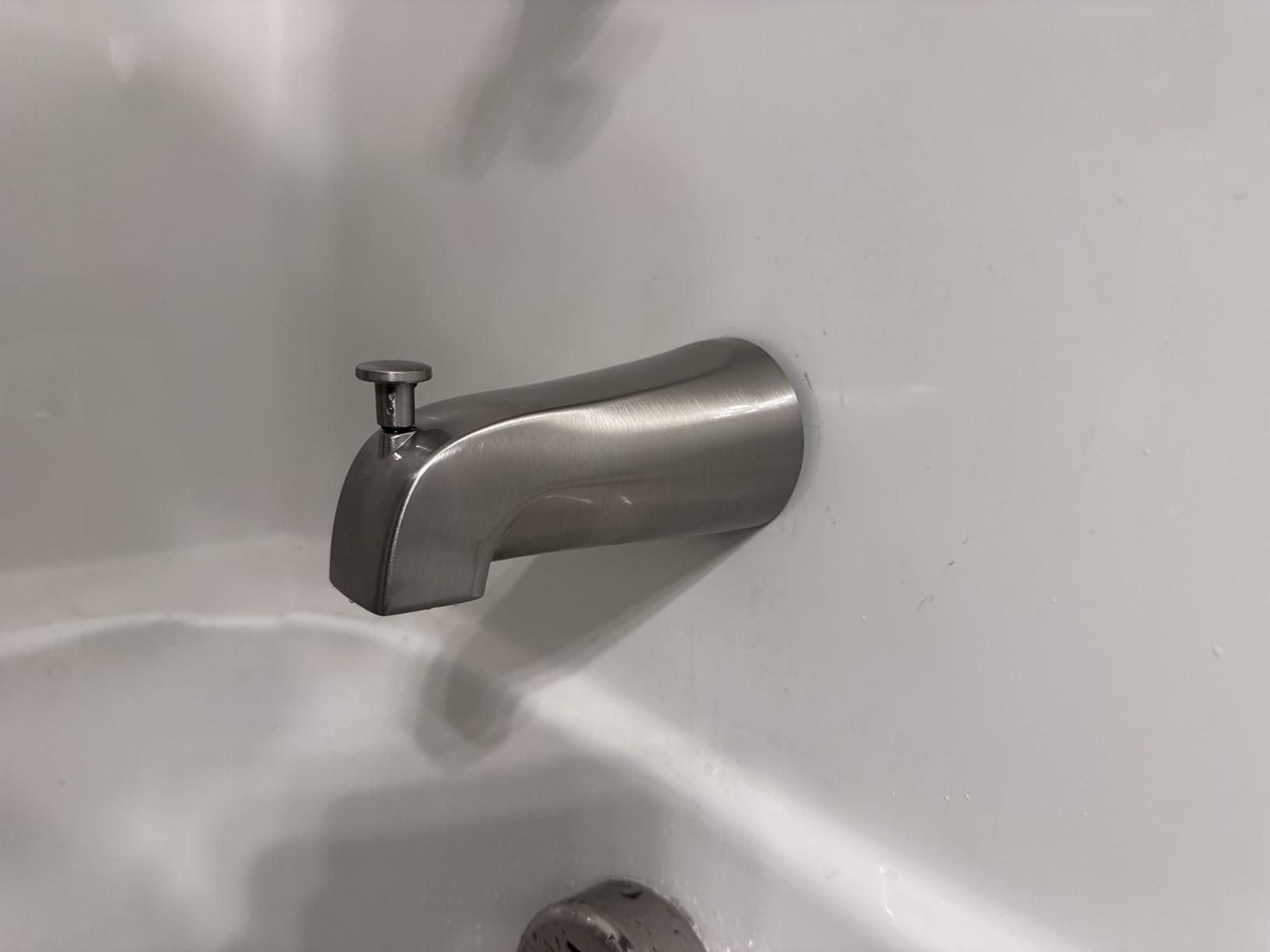 Enhon Slip on Tub Spout with Diverter, Compatible with American Standard 8888026.002 Tub Spout, Bathroom Bathtub Faucet, Fits 1/2 Copper Water Tube(5/8 Dia), 5/32 Hex Wrench(Brushed Nickel,1) customer photo 1