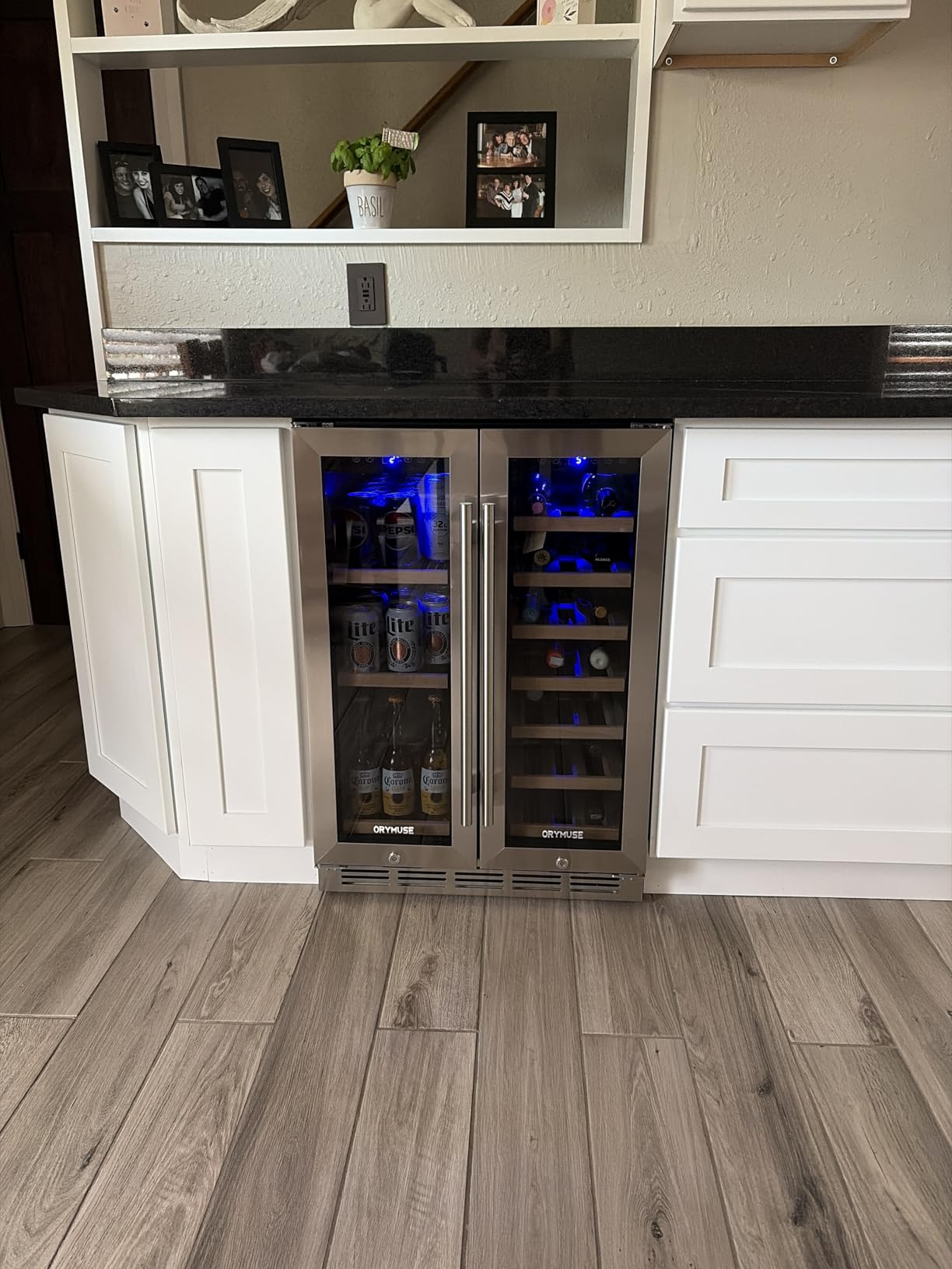 ORYMUSE 24 Inch Dual Zone Wine and Beverage Refrigerator, Built-in or Freestanding Cooler with French Doors, Under Counter Drink Fridge with Upgraded Compressor for Beer, Wine, and Soda customer photo 1