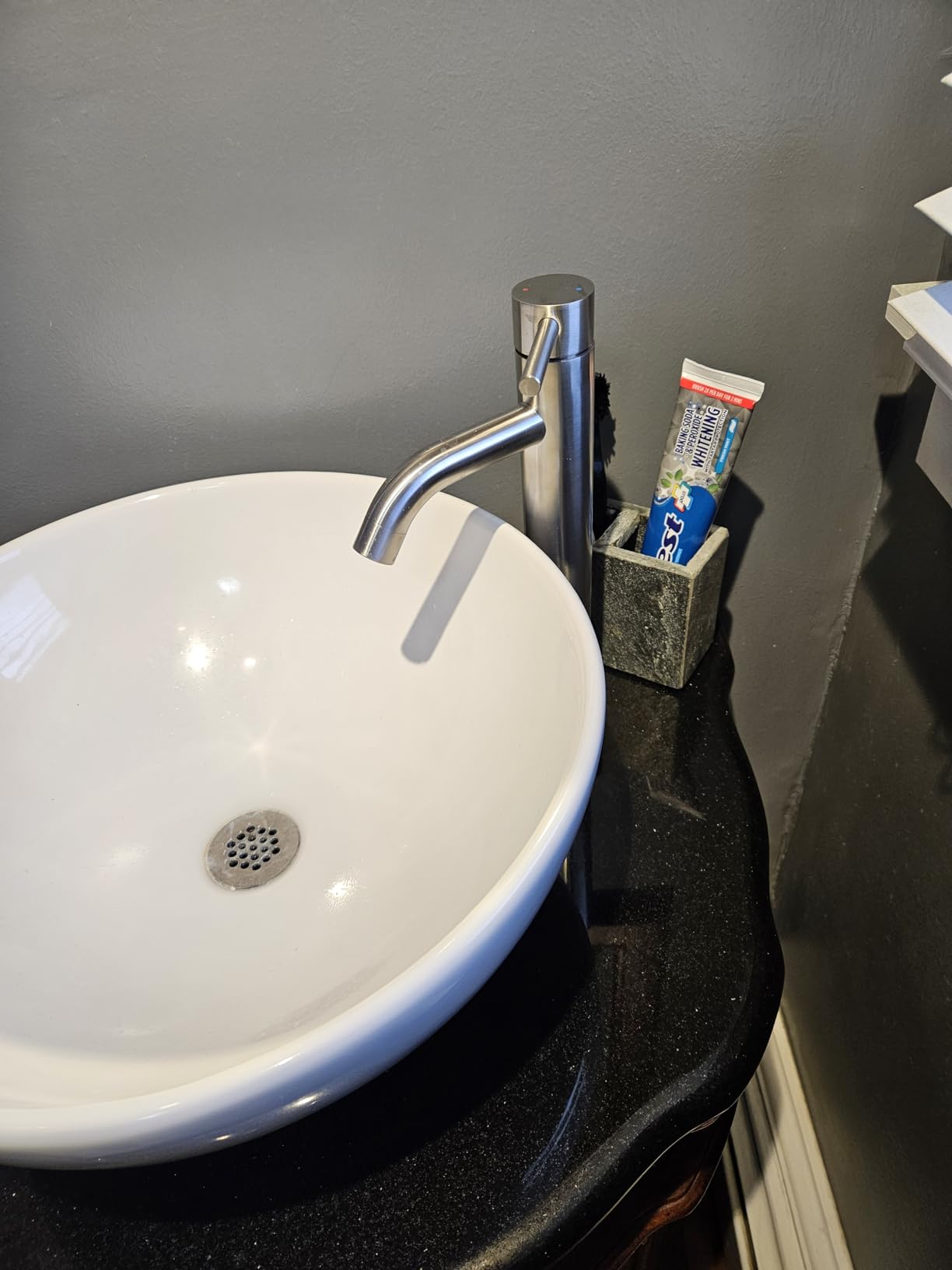 Aolemi Matte Black Vessel Sink Faucet Bathroom Faucet Tall Stainless Steel Bathroom Sink Faucet Single Handle One Hole Round Body with Pop up Drain Basin Bowl Vanity Lavatory Mixer Tap customer photo 2