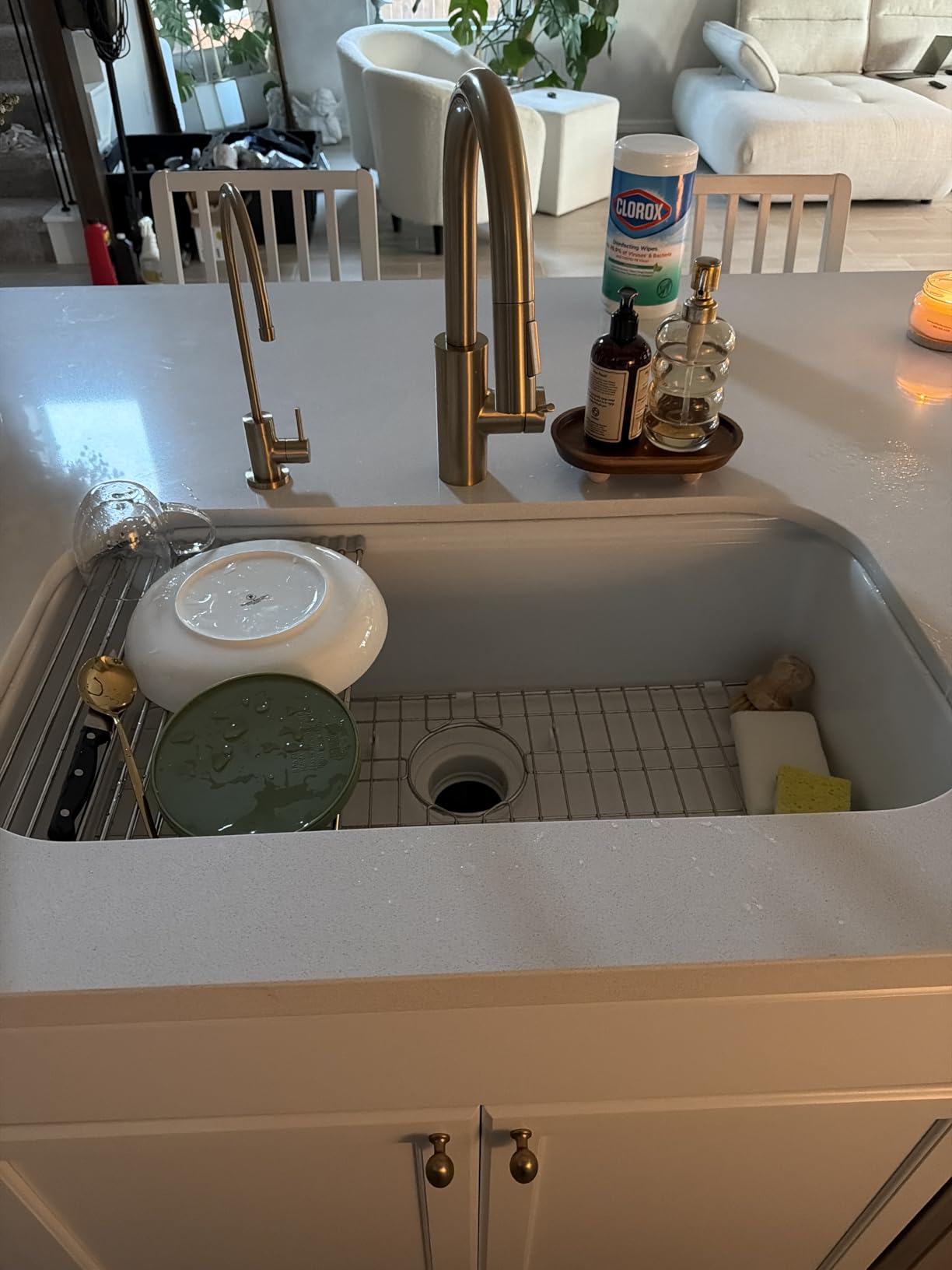 Miuara White Undermount Workstation Kitchen Sink 33 Inch - Large Topmount Fireclay Drop In Sink 33