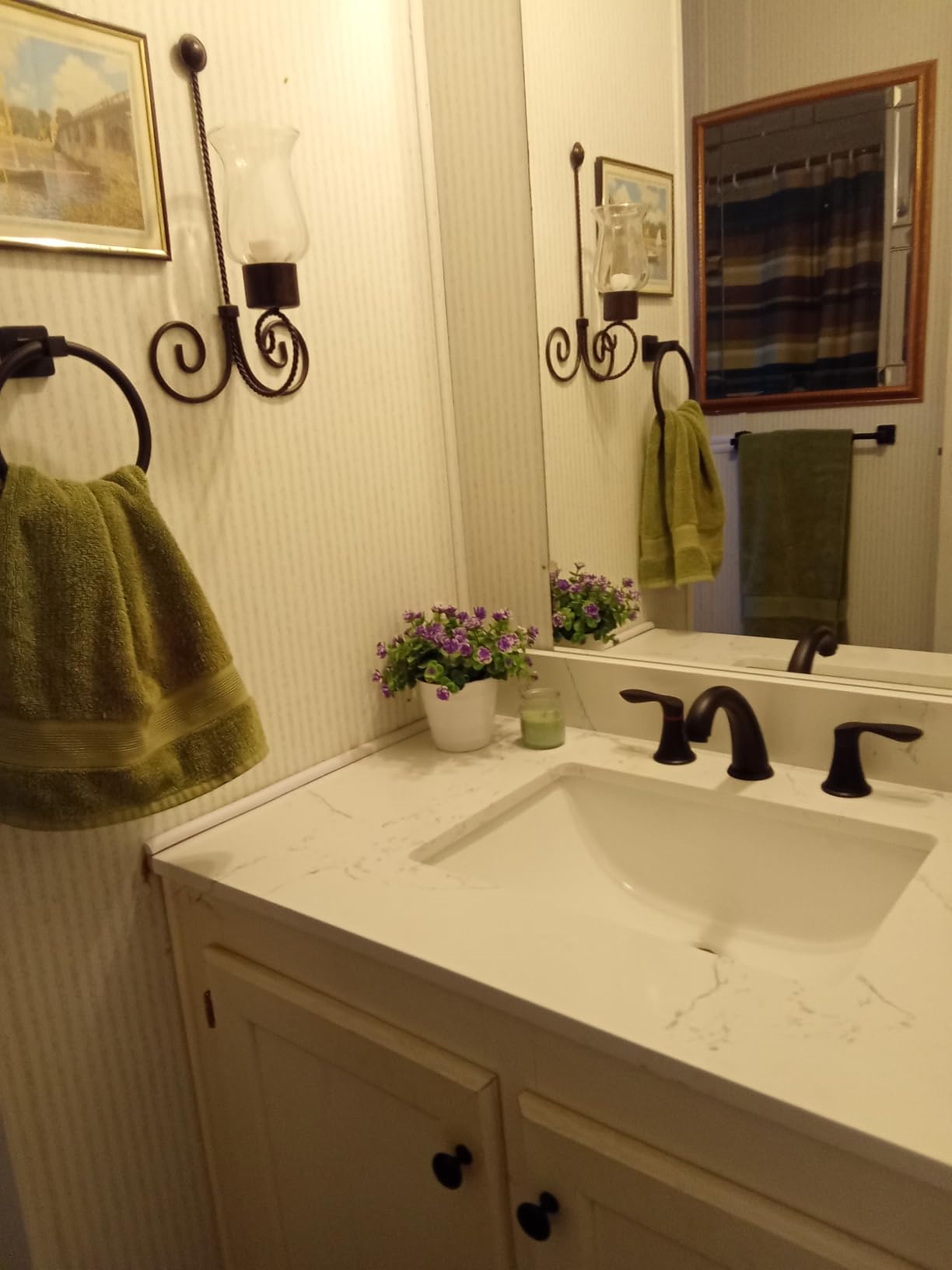 36 Inch Engineered Stone Bathroom Vanity Sink Top, with Undermount Rectangular Left Side Sink, Vanity Countertop with 8 inch Faucet Hole Spacing and Backsplash in Lightning White customer photo 2