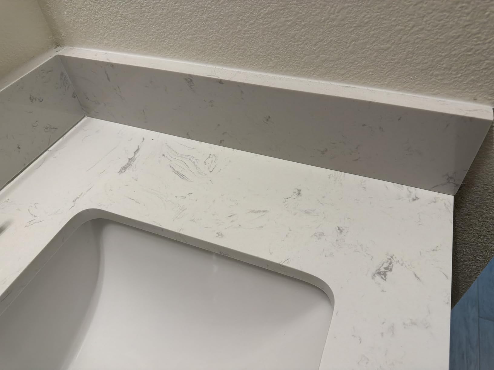 36 Inch Engineered Stone Bathroom Vanity Sink Top, with Undermount Rectangular Middle Sink, Vanity Countertop with 8 inch Faucet Hole Spacing and Backsplash in Lightning White customer photo 1