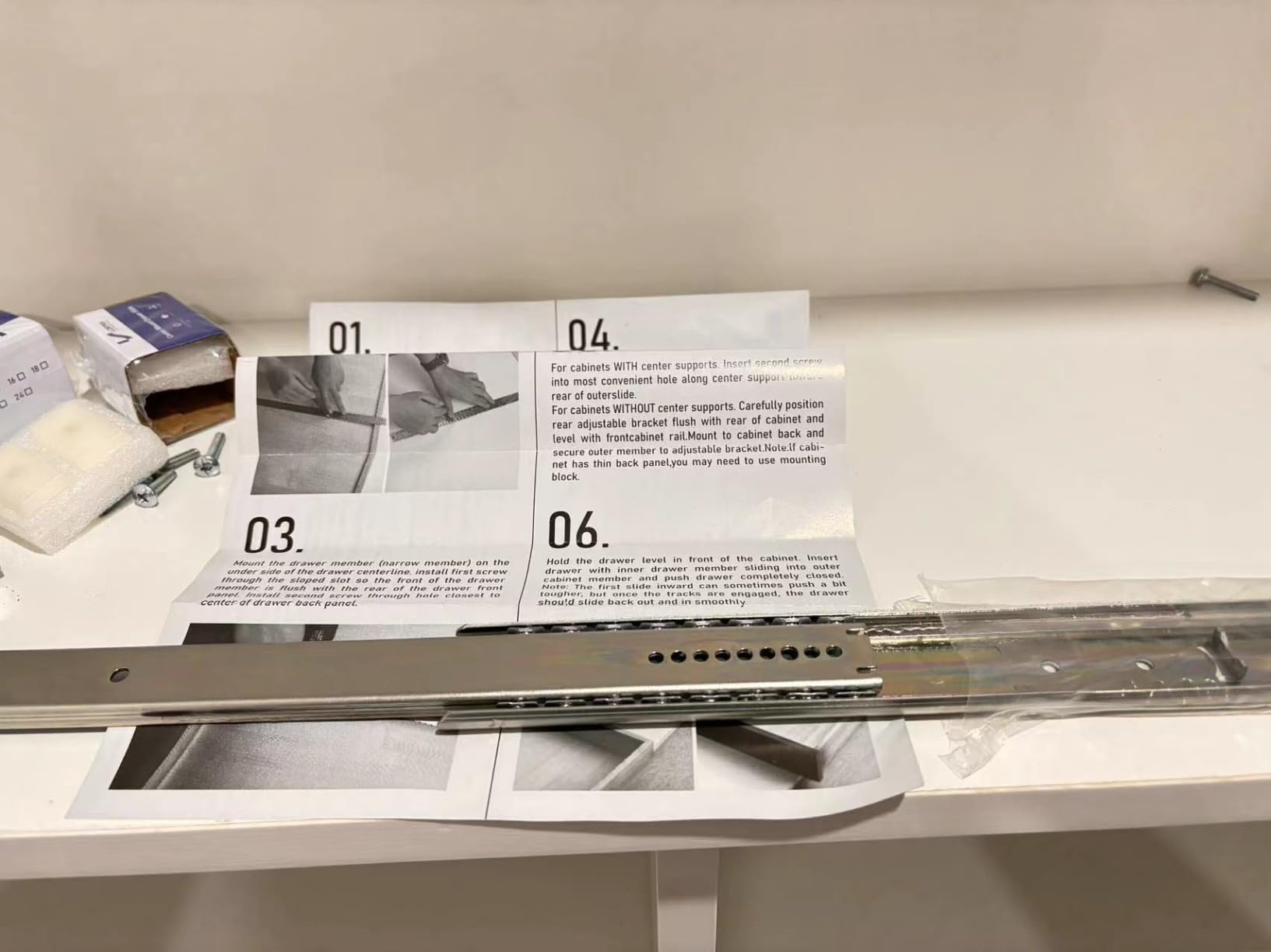 LONTAN 1 Pcs Center Mount Drawer Slides Bottom Mount for Cabinet and Dresser 16 Inch Heavy Duty Drawer Rails 10.74
