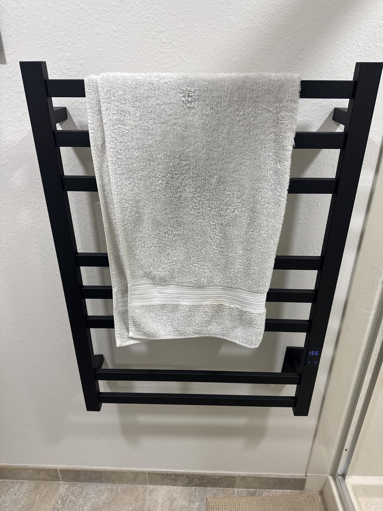 8-Bar Electric Heated Towel Warmer, Fast Heating with Auto Shut-Off Timer, Matte Black Finish, Wall-Mounted Spa Towel Heater, Hardwired or Plug-in Options customer photo 1
