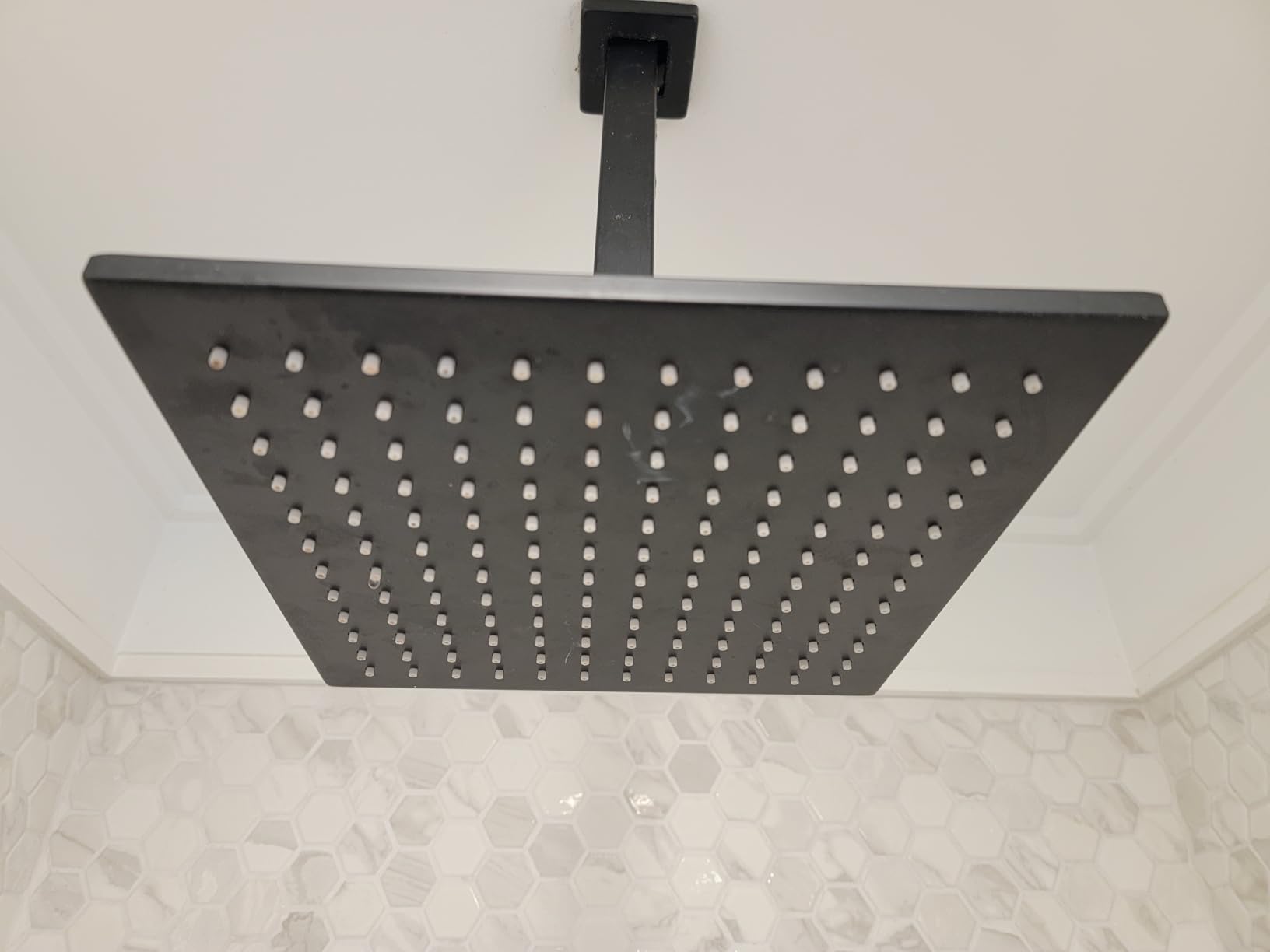 VANFOXLE Shower Faucet Set Matte Black Shower System, Push Button Diverter Shower Faucet with Trim Kit, Ceiling Mount 10 Inch Shower Head Increased Thick, 6 Inch Side Shower Head, 2-in-1 Handheld customer photo 1