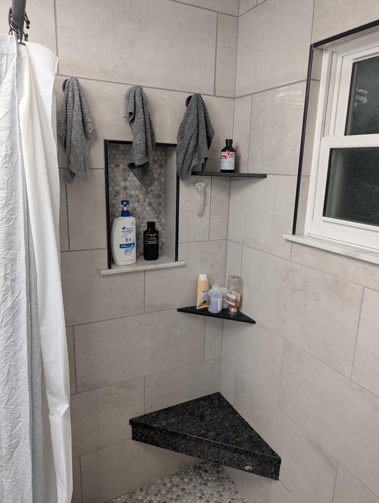 Floating Corner Shower Bench Kit - Customizable Appearance Corner Bench Seating (17