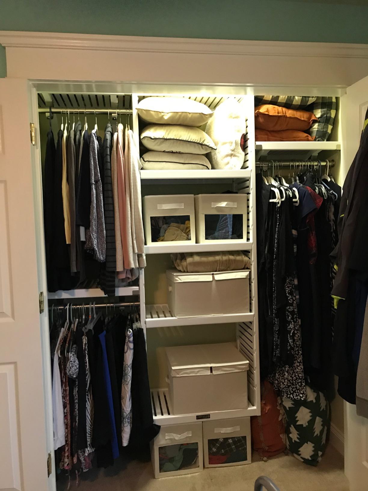 Solid Wood Walk-In Closet Organizer - 100% Real Wood Cut-to-Fit System with Adjustable Shelves, Metal Garment Bars & Ventilated Design for Custom Storage (White Finish) customer photo 1