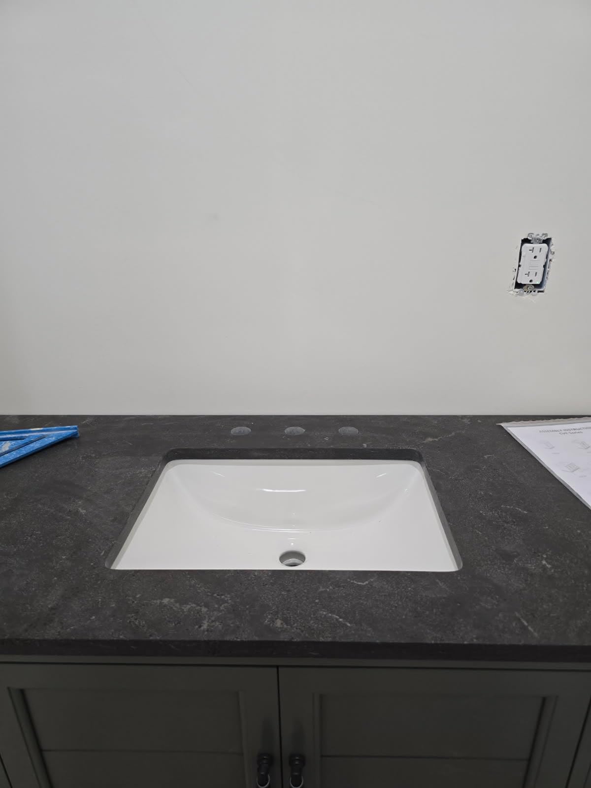 HOMEBEYOND 54 Inch Bathroom Vanity with Double Sink & Ceramic Top, Vanity Cabinet with Center Countertop Basin, Soft-Closing Doors, Backsplash, Sliver Grey customer photo 2