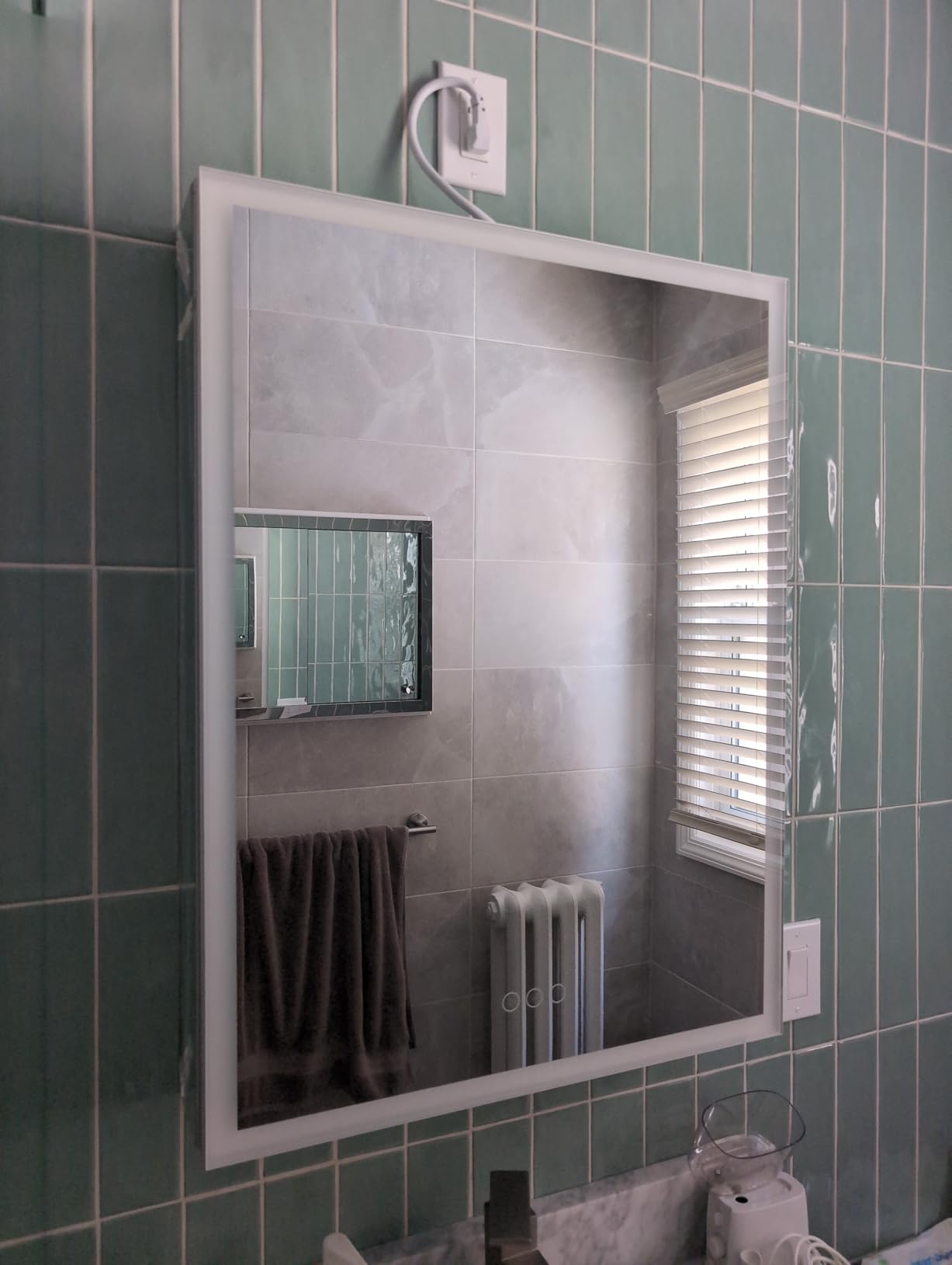 24x32 Inch Medicine Cabinet with Lights, AL Alloy Frame, Plug-in or Hardwired, Recessed or Wall Mount, Mirror Doors/3 Colors/Dimmable/Interior Sensor Light/Defog,2 Outlets &USBs,3 Shelves customer photo 2