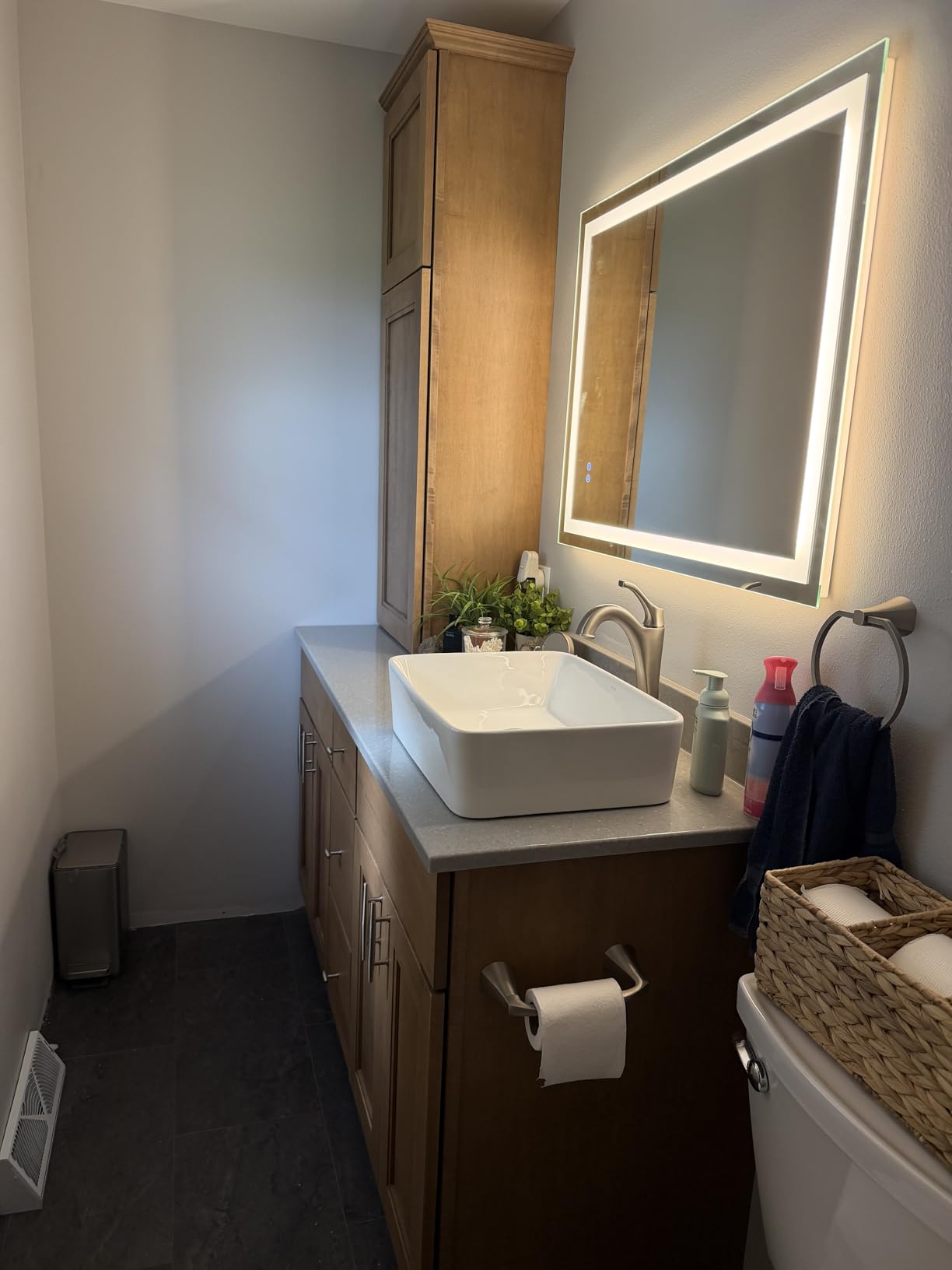 Keonjinn 42 x 36 Inch LED Bathroom Mirror with Lights, Bighter Frontlit & Backlit Vanity Mirror with Stepless Dimmable 3-Color, Anti-Fog Mirror for Wall, HD Tempered Glass, Memory Founction, CR90+ customer photo 1