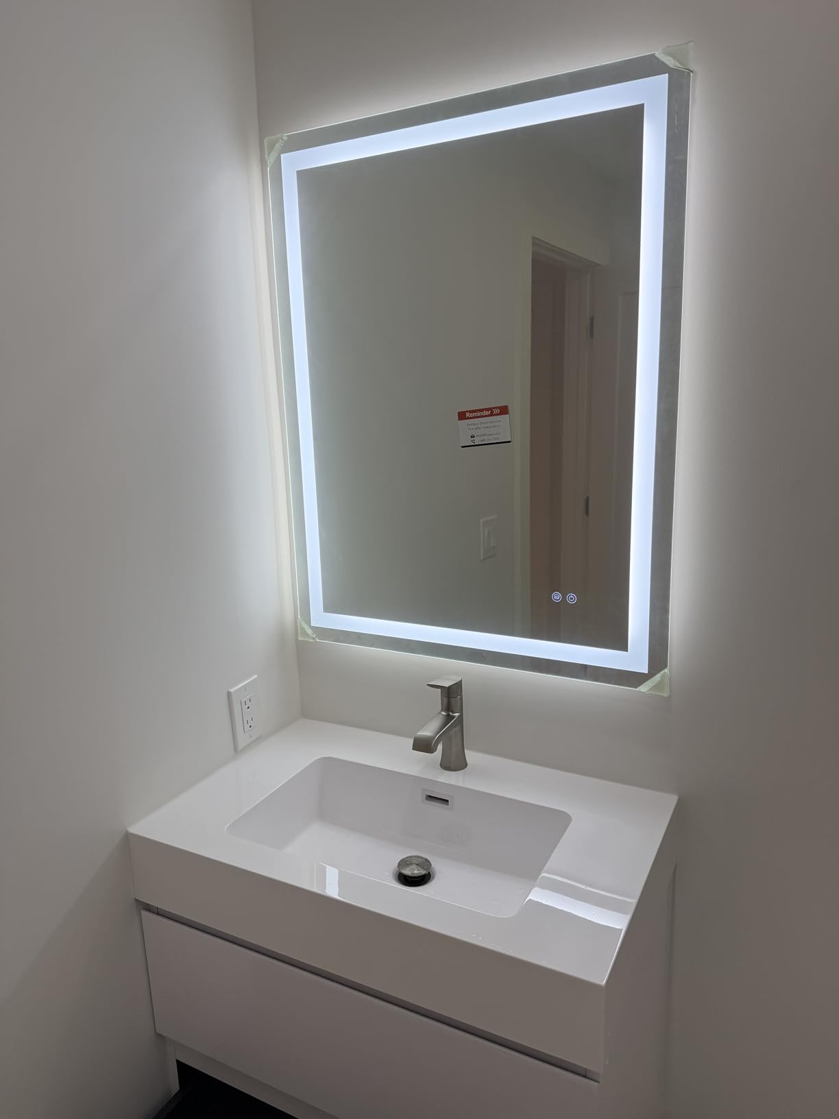 Keonjinn 42 x 36 Inch LED Bathroom Mirror with Lights, Bighter Frontlit & Backlit Vanity Mirror with Stepless Dimmable 3-Color, Anti-Fog Mirror for Wall, HD Tempered Glass, Memory Founction, CR90+ customer photo 2