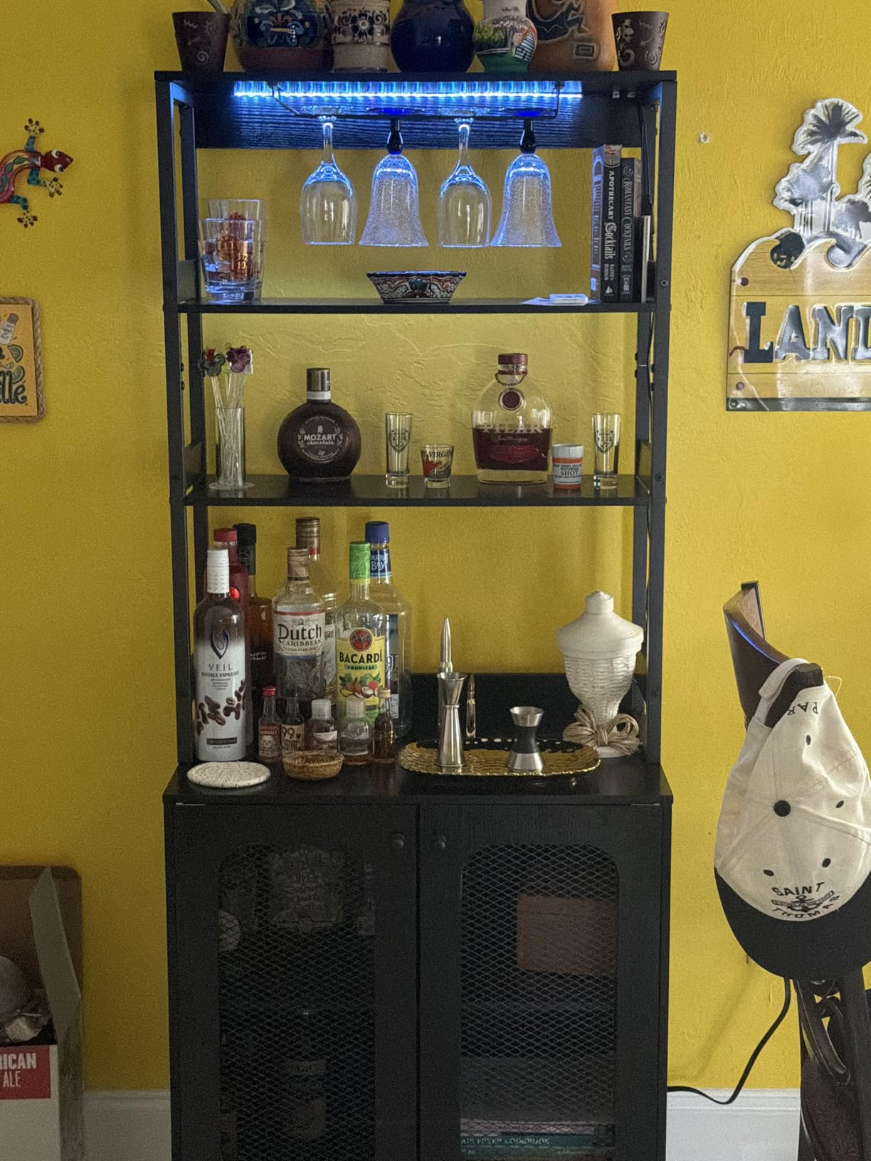 Aheaplus Bar Cabinet with Power Outlets, 67