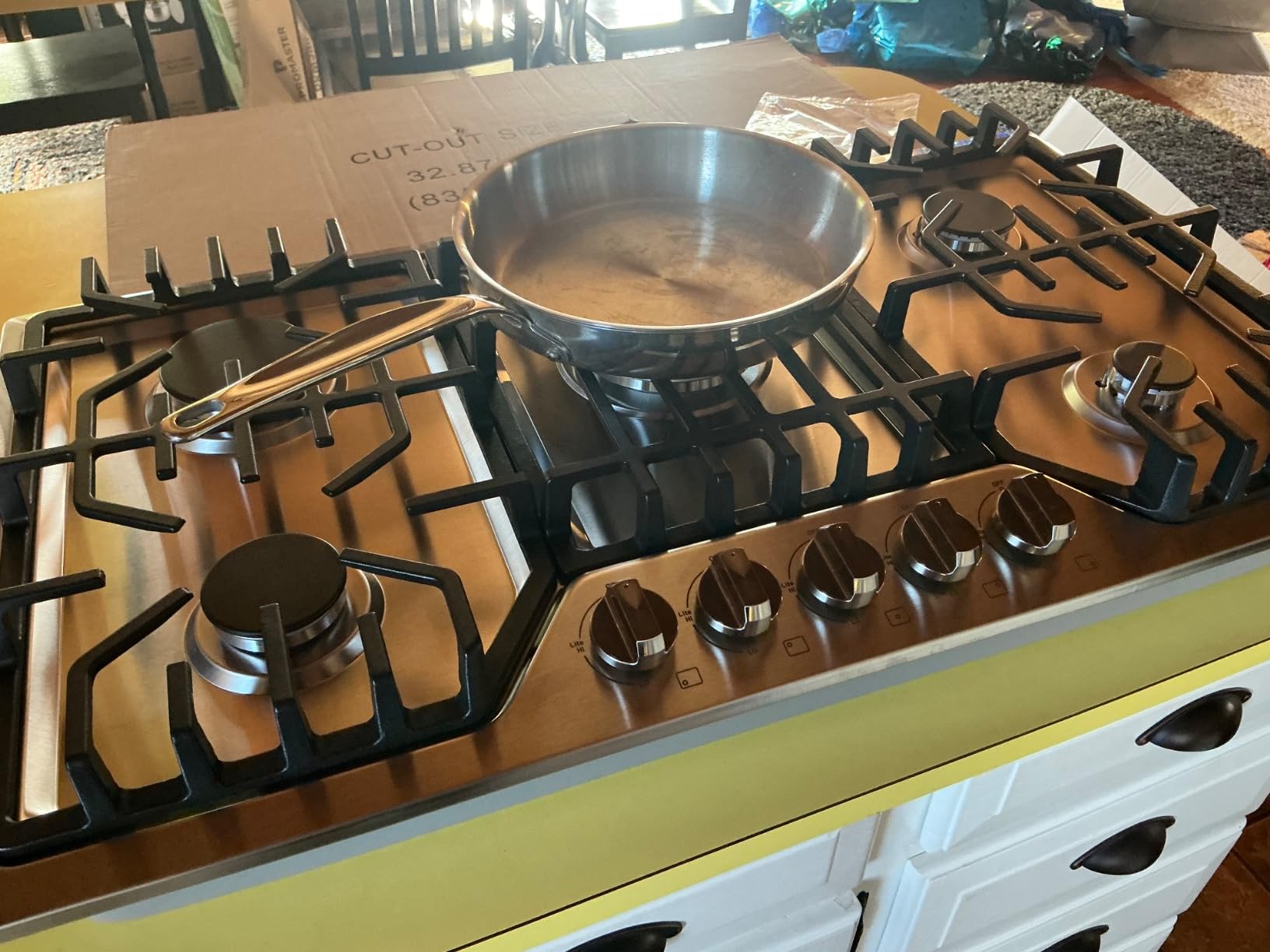 Amzgachfktch Gas Cooktop 36 inch with 5 Italy Sabaf Sealed Burners, Max 48,300 BTU Built-in Gas Stove Top, Propane Cooktop with 304 Stainless Steel Panel, NG/LPG Convertible, CSA Certified customer photo 1