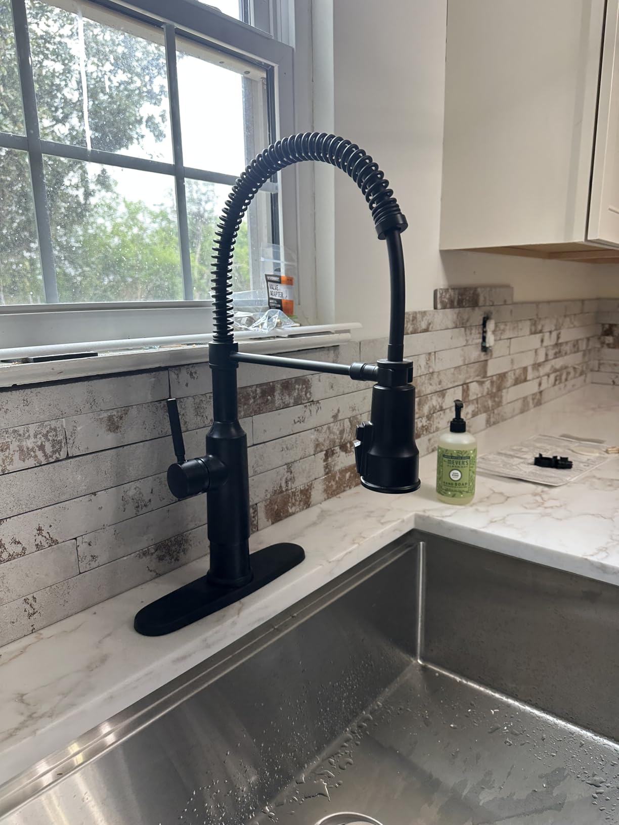 Delta Theodora Pro Style Commercial Kitchen Faucet with Pull Down Sprayer, Single Hole Matte Black Kitchen Sink Faucet, Single Handle, Matte Black 18804Z-BL-DST customer photo 1