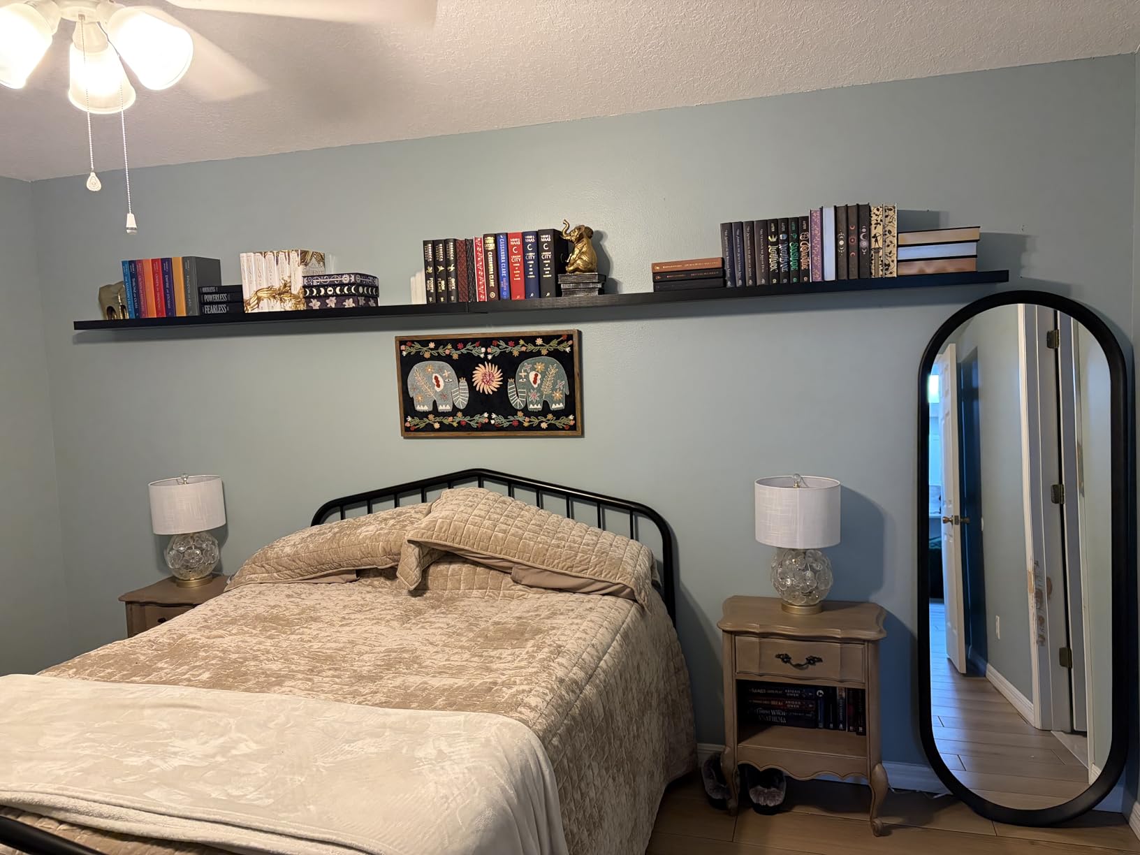 RICHFOCUS 72Inch Floating Shelves for Wall 2 Pack Shelves for Bedroom | Kitchen | Bathroom Wall Mounted Rustic Wood Floating Shelf with Invisible Brackets for Books | Storage | Decor, Rustic Brown customer photo 1