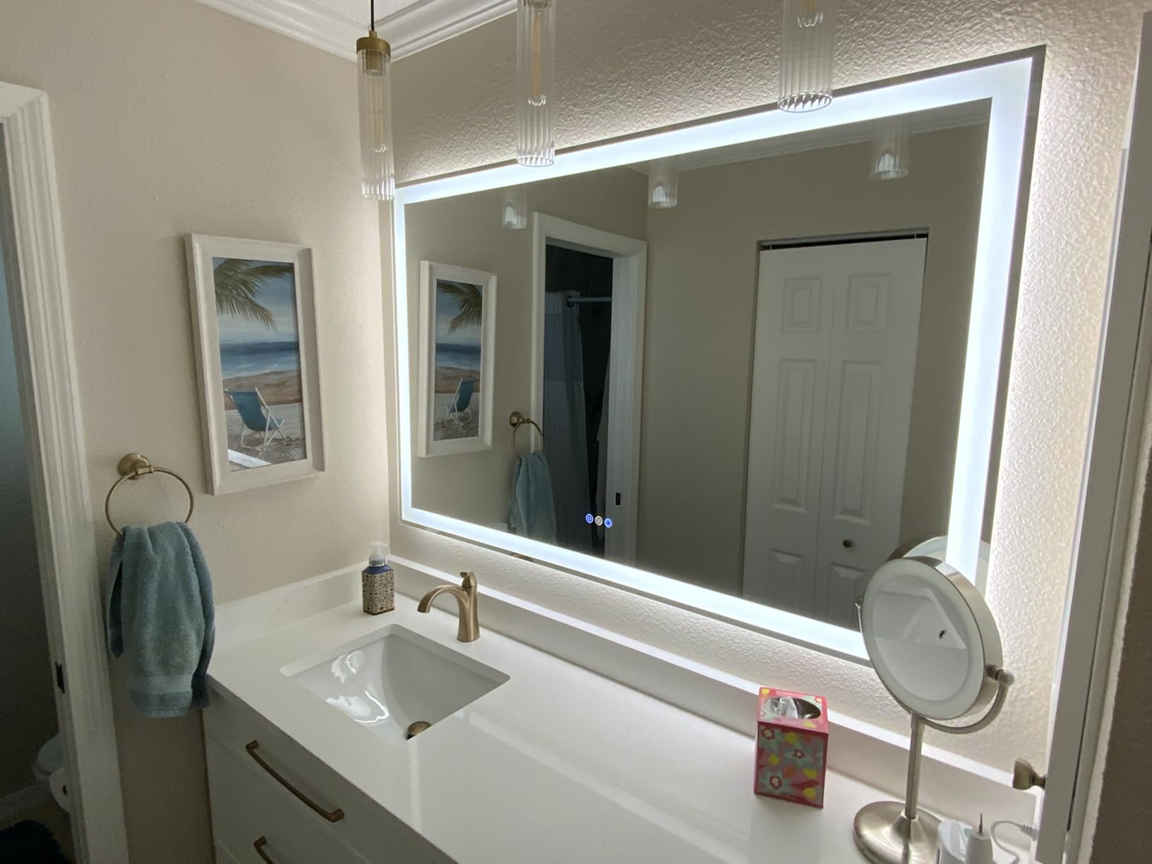 24x32 LED Bathroom Mirror with Lights, Super Bright Front & Backlit Vanity Mirror for Wall, Anti-Fog & Memory Smart Mirror, 5mm Shatter-Proof Tempered Glass, ETL Listed, Vertical/Horizontal customer photo 1