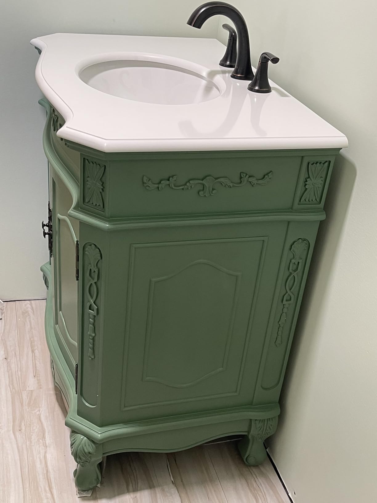 24 Single Bathroom Vanity, with Engineered Marble Top Soft-Close, Teak customer photo 2