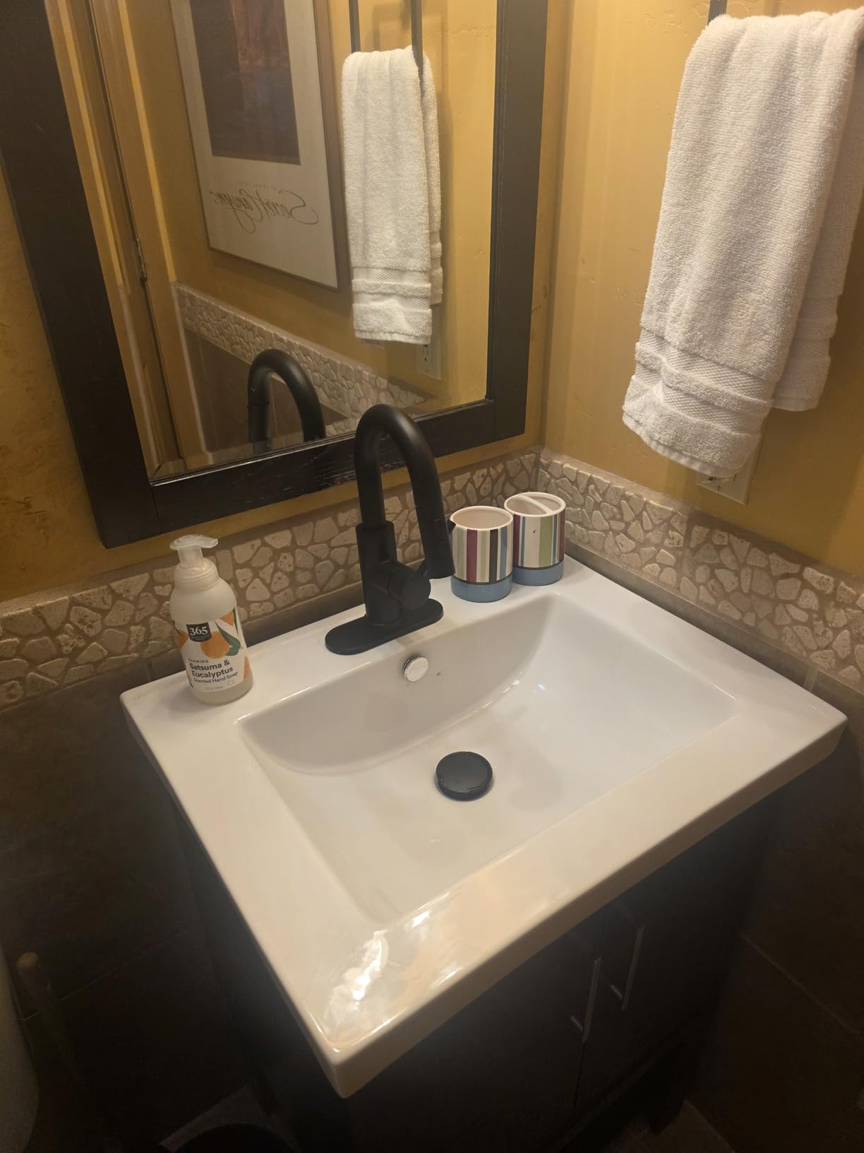 Kablle Bathroom Sink Faucet with Pull Down Sprayer, Brushed Gold Single Handle Pull Out Faucet with Pop-Up Drain, 1 or 3 Hole Laundry Bar Basin Faucet with Deck Plate, KBL-7002BG-CL customer photo 1