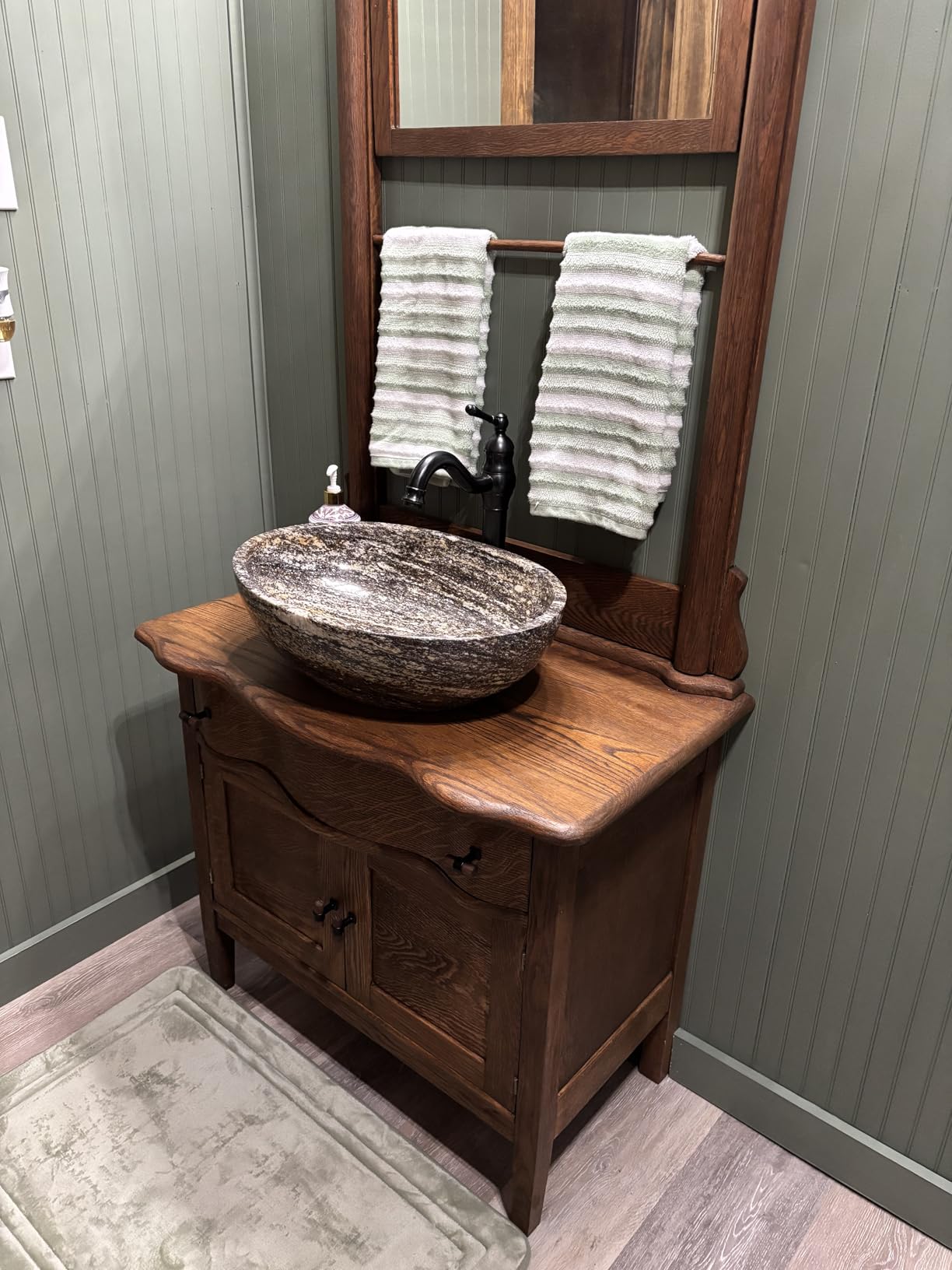 Oval-Shaped Golden Marble Stone Vessel Sink - 20x15x6 in customer photo 1