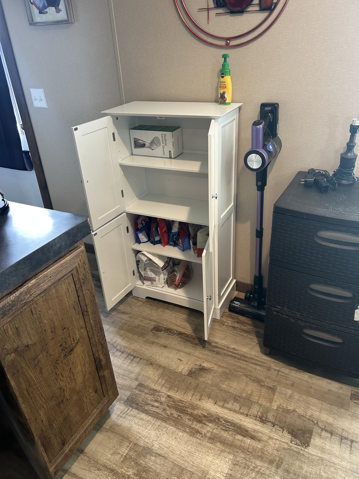 ChooChoo Bathroom Floor Cabinet, Modern Bathroom Storage Cabinet with 4 Doors and Adjustable Shelves, Freestanding Cupboard for Living Room, White customer photo 2