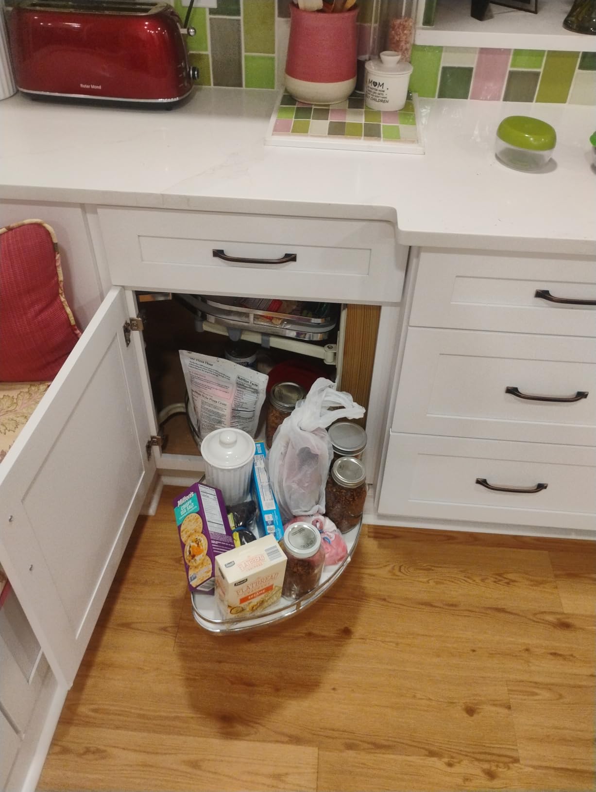 VEVOR Swing Left Blind Corner Cabinet, Pull Out Organizer for 36 inch Width Blind Cabinet, 2 Tier Height Adjustable Swing Tray, Soft Close Kitchen Cloud Blind Organizer, Left Open customer photo 1