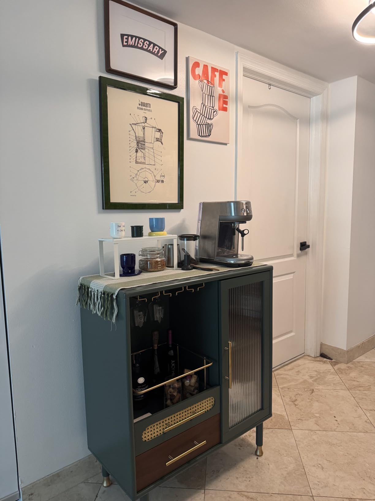ARTPOWER Modern Coffee Bar Cabinet with Wine Glass Rack and Drawers, Green Liquor Cabinet with Pull-Out Wine Storage for Kitchen, Dining Room, Living Room customer photo 2