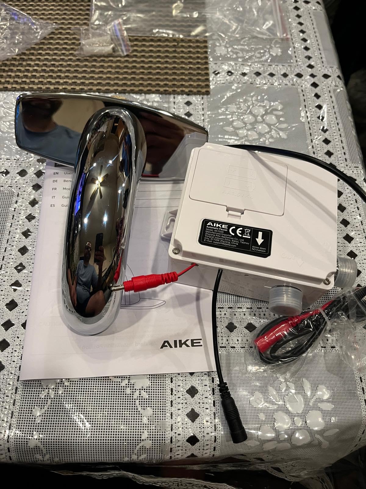 AIKE Touchless Bathroom Faucet for Commercial Automatic Sink Tap, Polished Finish, Model AK7500 (Battery Operated) customer photo 1