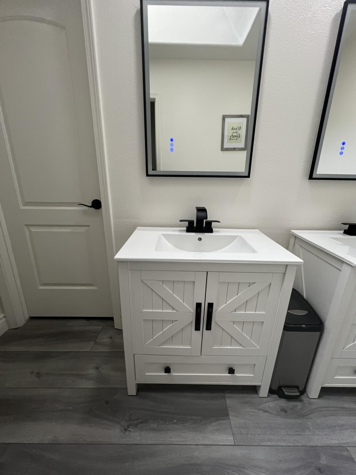 YITAHOME 30 Inch Farmhouse Bathroom Vanity with Sink, Small Space Bathroom Storage Cabinet with Large Drawer, 2 Wood Barn Doors with Built-in Door Racks customer photo 2