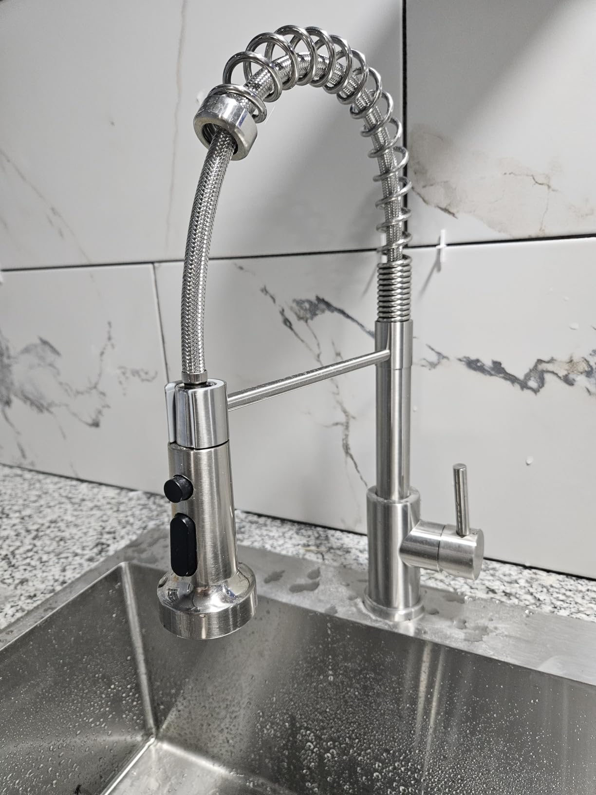 FORIOUS Kitchen Faucets with Sprayer, Brushed Nickel Stainless Steel Sink Faucet Single Handle with Deck Plate, Commercial Classic Spring Faucet for Kitchen Sink, Bar & Prep Sinks, Laundry RV Camper customer photo 1