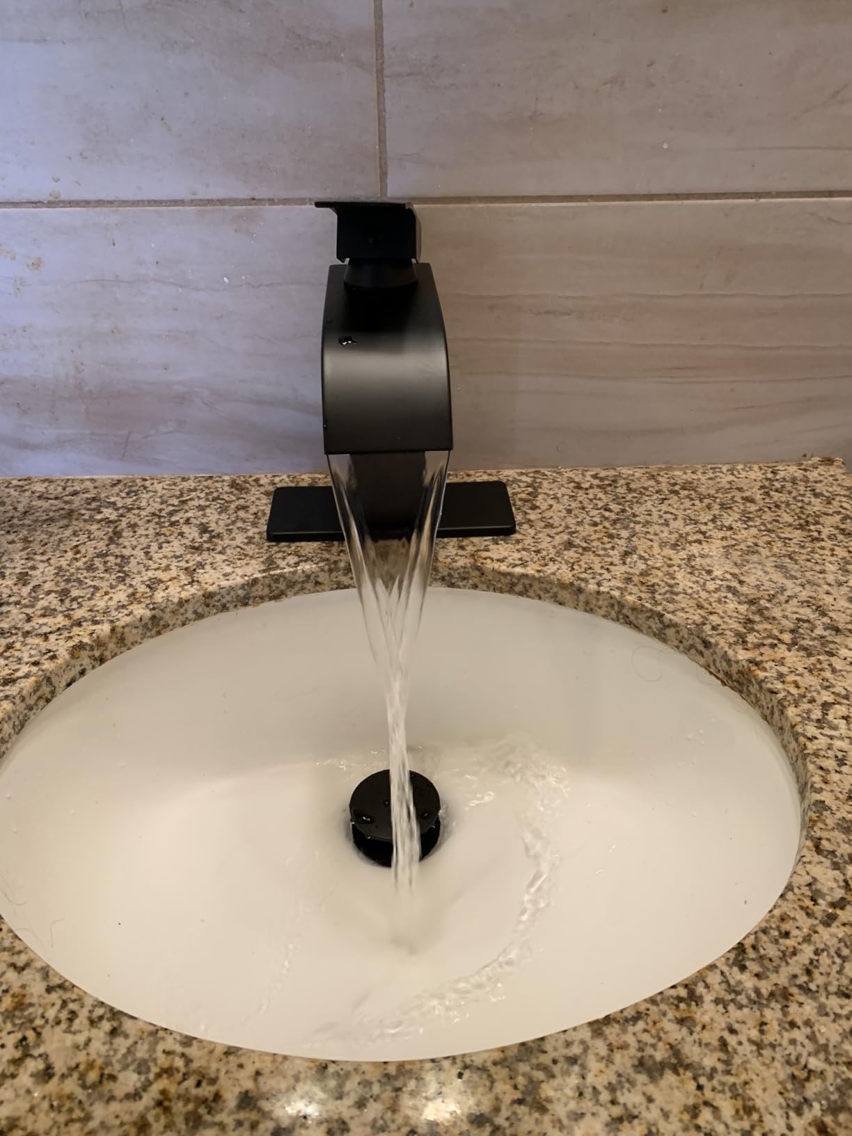 Matte Black Bathroom Faucets, Waterfall Bathroom Sink Faucet Modern Single Handle Bathroom Faucte 1 or 3 Hole, RV Mixer Tap Vanity Faucet - Includes Pop-up Drain Supply Hoses Deck Plate customer photo 1