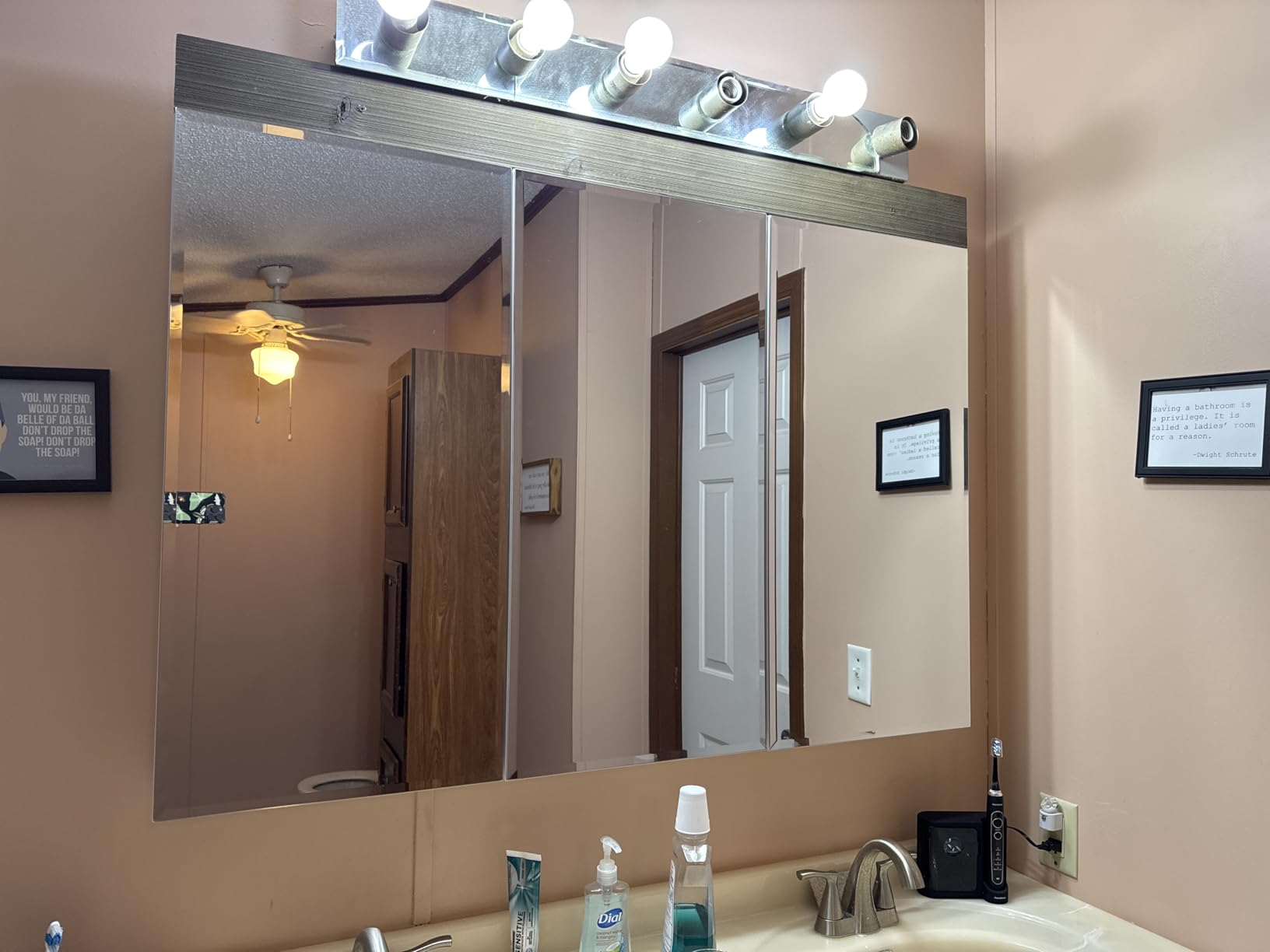 TETOTE 20 x 26 Bathroom Mirror with Storage with Tempered Beveled Mirror Silver Medicine Cabinet Aluminum Cabinet DTC Hinges, Stepless Adjustable Shelves, Recessed/Surface-Mounted customer photo 1