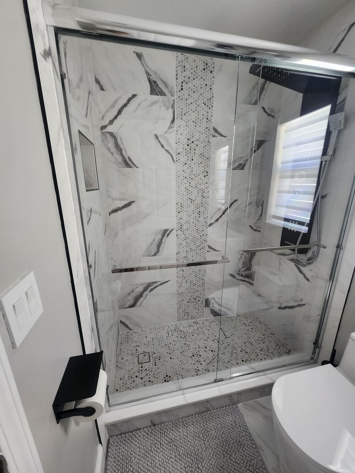Semi-Frameless Sliding Glass Shower Door 56-60 in. W x 72 in. H, Chrome Frame, 1/4 in. Clear Tempered Glass, Bypass Shower Door, Reversible Shower Doors for Walk-in Bathroom customer photo 2