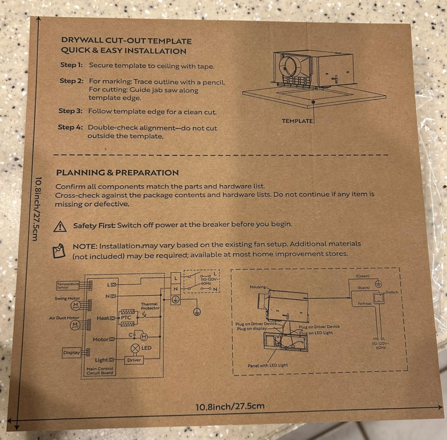 VIVOHOME Bathroom Exhaust Fan with 1800W PTC Heater, Humidity Sensor & LED Light, Ceiling Mount Ventilation Fan, 160 CFM DC Motor, 3 Color Temperatures, Remote Control, Oscillating Louver customer photo 1