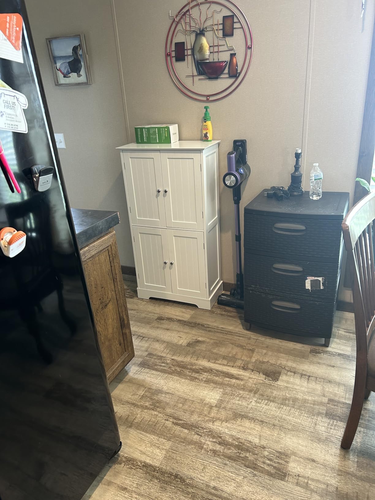ChooChoo Bathroom Floor Cabinet, Farmhouse Storage Cabinet with 4 Doors and Adjustable Shelves, Pantry Cabinet for Living Room, Kitchen, Walnut customer photo 1