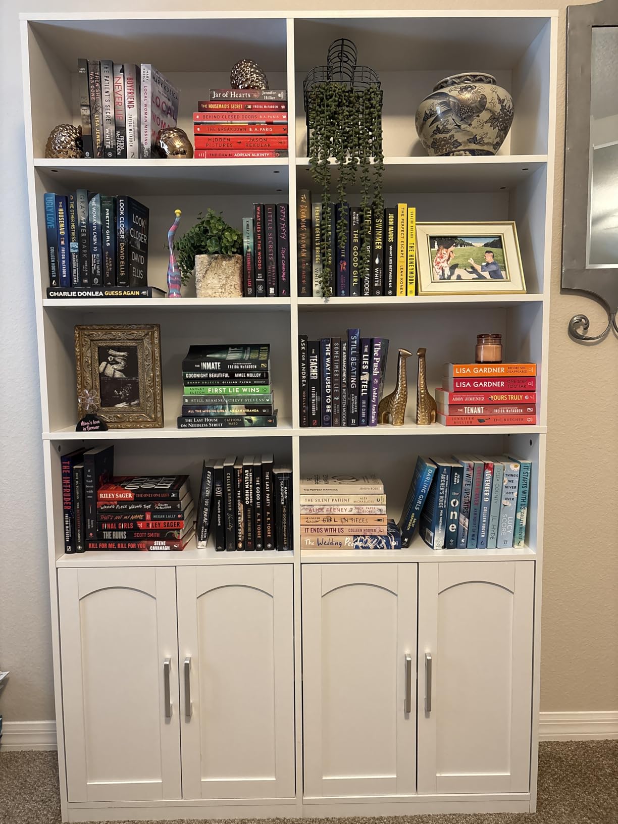 FACBOTALL Bookshelf and Bookcase with Doors, 6 Tier Double Wide Large Bookshelves, Open Display Shelves, 73'' Tall Bookshelf with Storage Cabinets for Home Office, Living Room, Library, Blue customer photo 1
