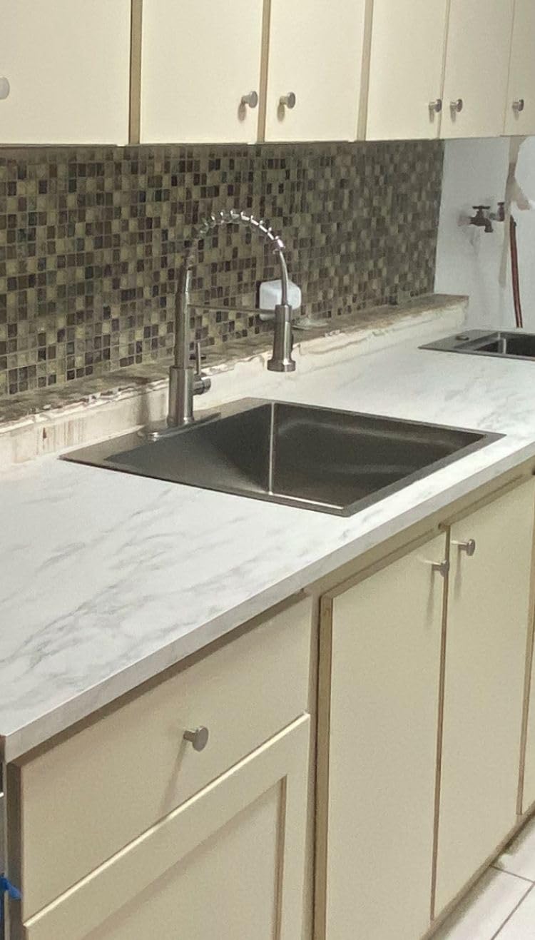 SHACO 33x22 Inch Drop In Kitchen Sink Workstation, 33 Inch All In One SUS304 Stainless Steel Top Mount Single Bowl Overmount Double Ledges Sink with Accessories, Brushed Nickel customer photo 2