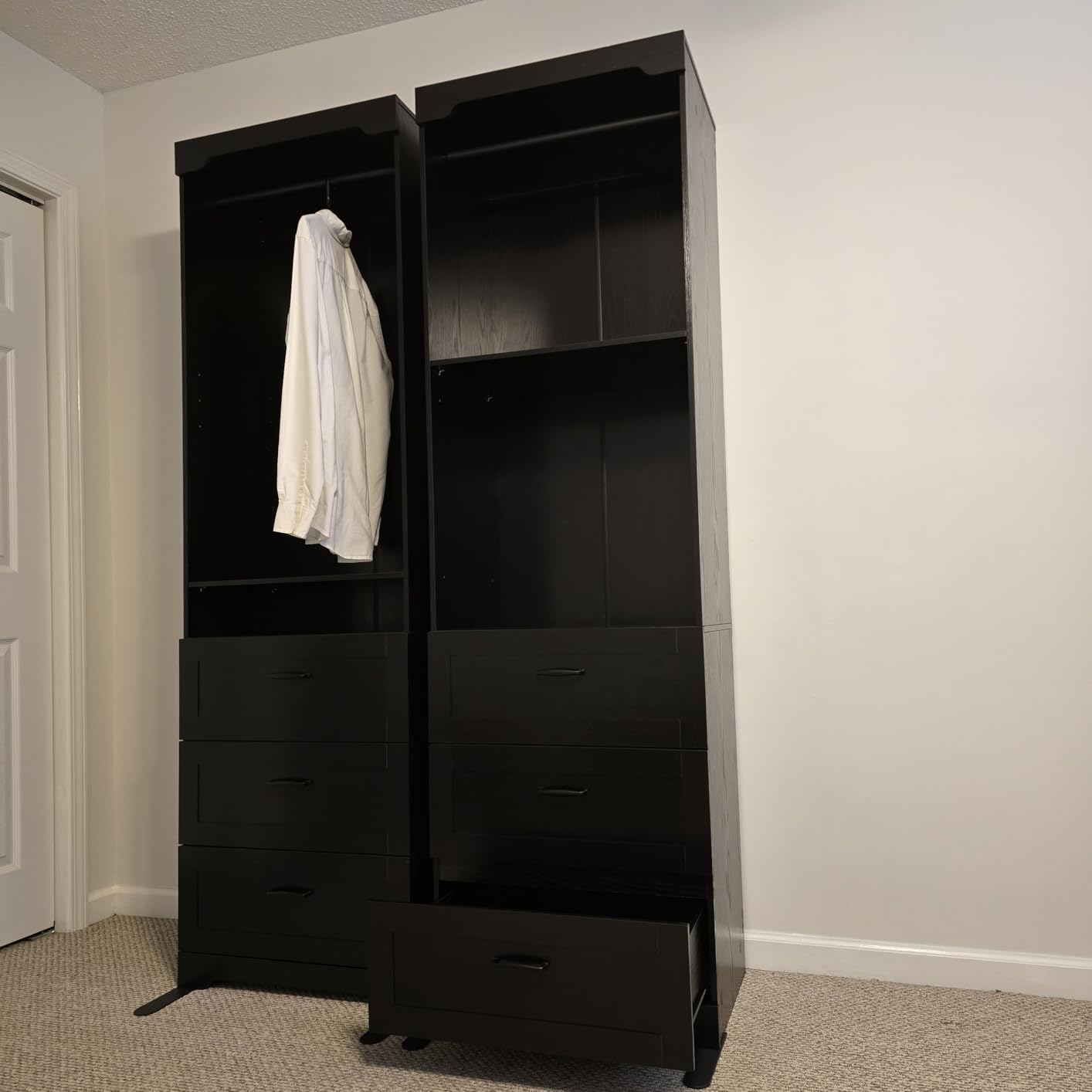 IRONCK Freestanding Closet System with 3 Wood Drawers, Modern Armoire Wardrobe with Adjustable Shelves & Hanging Rod, Walk-in Closet Systems Organizer for Small Closet, Rustic Maple customer photo 2