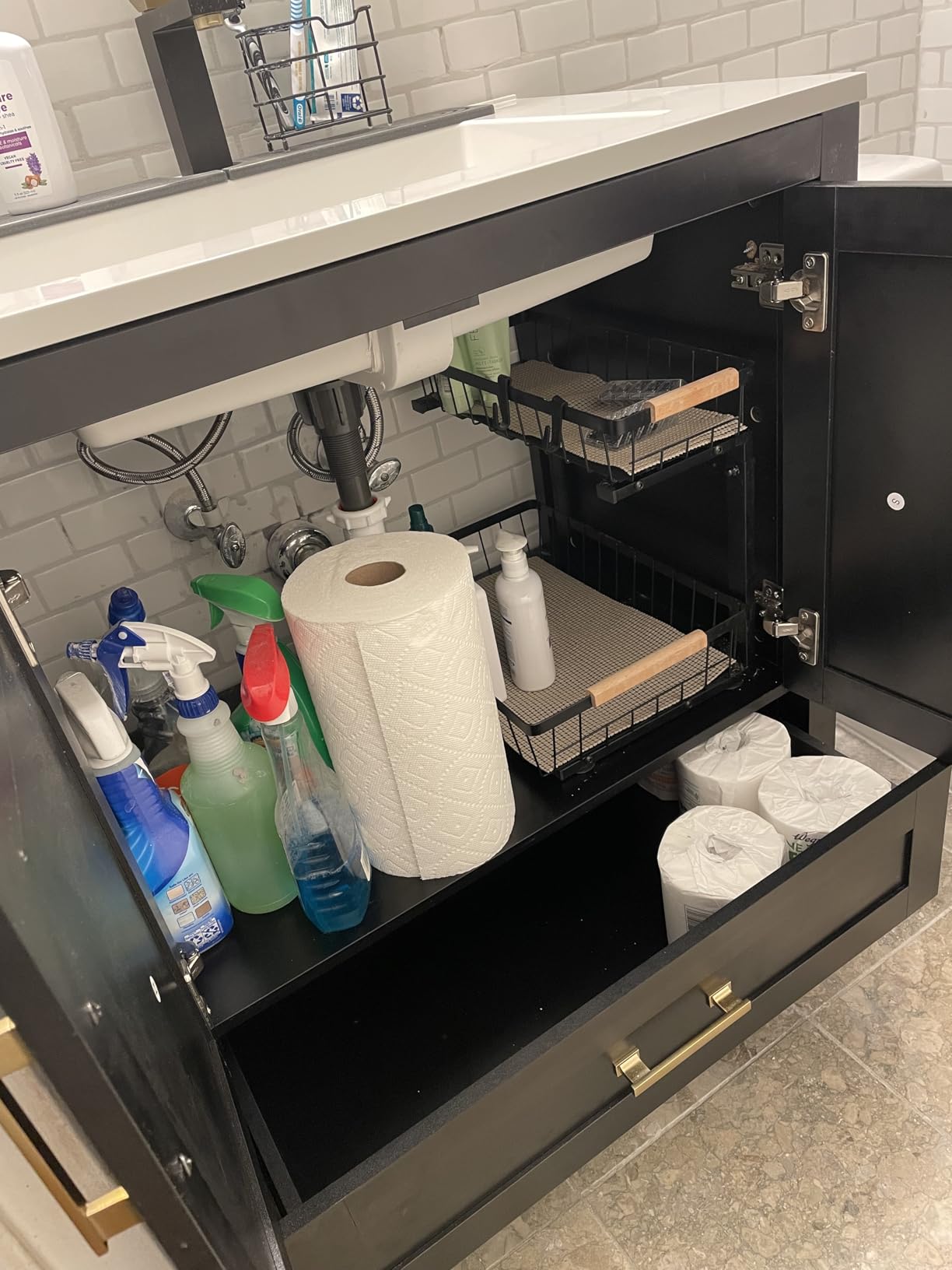 36 Inch Bathroom Vanity with Sink, Black Single Sink Bathroom Vanity with Integral Top, Modern Bathroom Sink Cabinet with Soft-Closing Doors & Drawers, Adjustable Feet customer photo 1