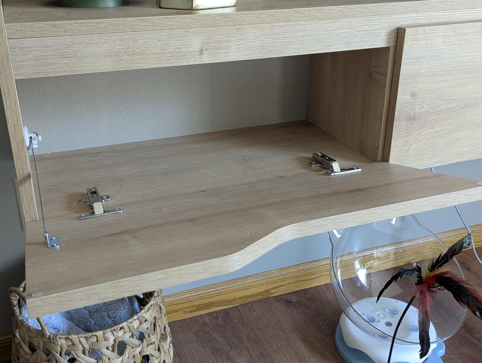 Atelier Mobili Floating TV Stand for Up to 80 Inch TVs - Wall Mounted Entertainment Center with Storage - Modern Floating Media Console with Cable Management - Oak/White Finishes (Oak) customer photo 1