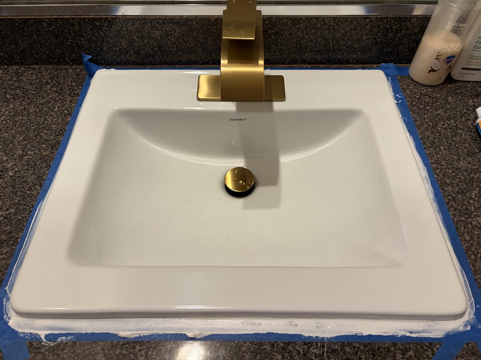 DeerValley 21x18 Inch Rectangular Ceramic Drop-in Bathroom Sink, Under Counter Vessel Sink with Overflow, White Vanity Basin customer photo 2