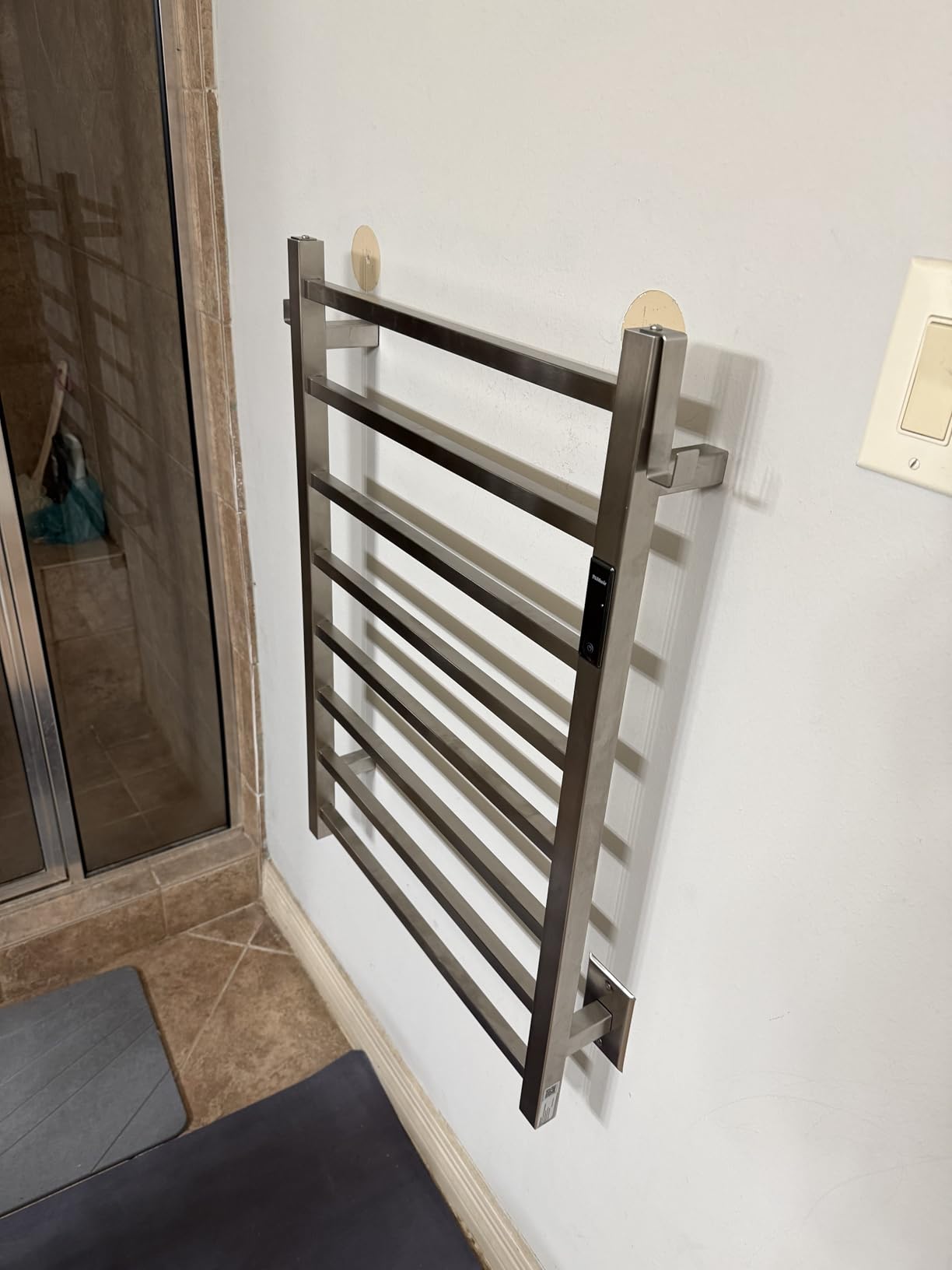 Square Bar Towel Warmer, Heated Towel Rack with Smart Timer and Thermo Control, Wall-Mounted Heated Towel Rail, Stainless Steel, Hard-Wired/Plug-in, 10 bar, Polished customer photo 2