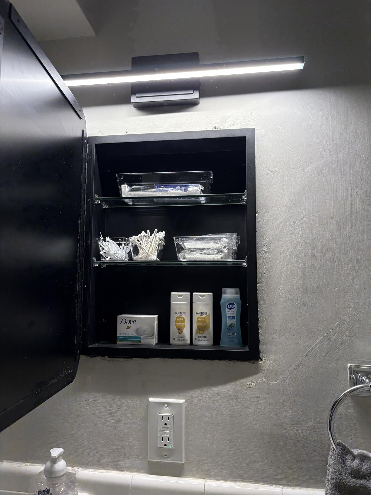 16x24 Inch Medicine Cabinet with Mirror for Bathroom, Silver Aluminum Bathroom Medicine Cabinet, Recessed or Wall Mount Medicine Chest Over Sink, Modern Farmhouse Style, Fully Assembled customer photo 2