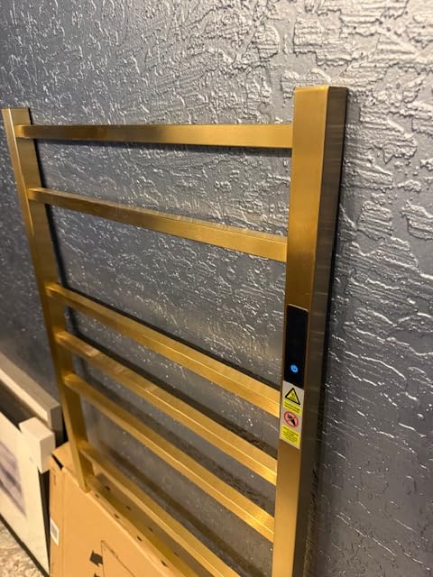 7 Bars Luxury Heated Towel Rack Wall Mounted Towel Warmers, Towel Warmer Rack for Bathroom with Timer & Temperature Multi-Level Adjustable, Hardwired and Plug-in Compatible (Brushed Gold) customer photo 2