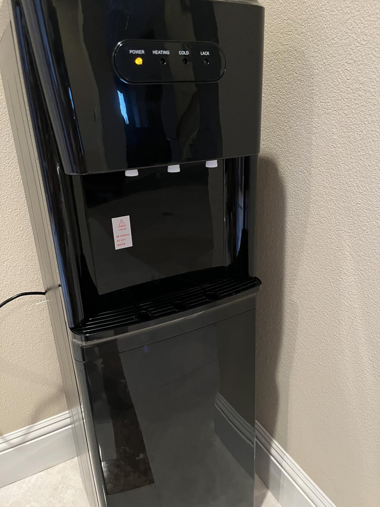 Tehanld Bottom Loading Water Cooler Dispenser for 3 or 5 Gallon Bottles - Water Dispenser with Hot, Room & Cold Spouts, LED Display with Empty Bottle Alert, Child Safety Lock, Raven Black customer photo 1
